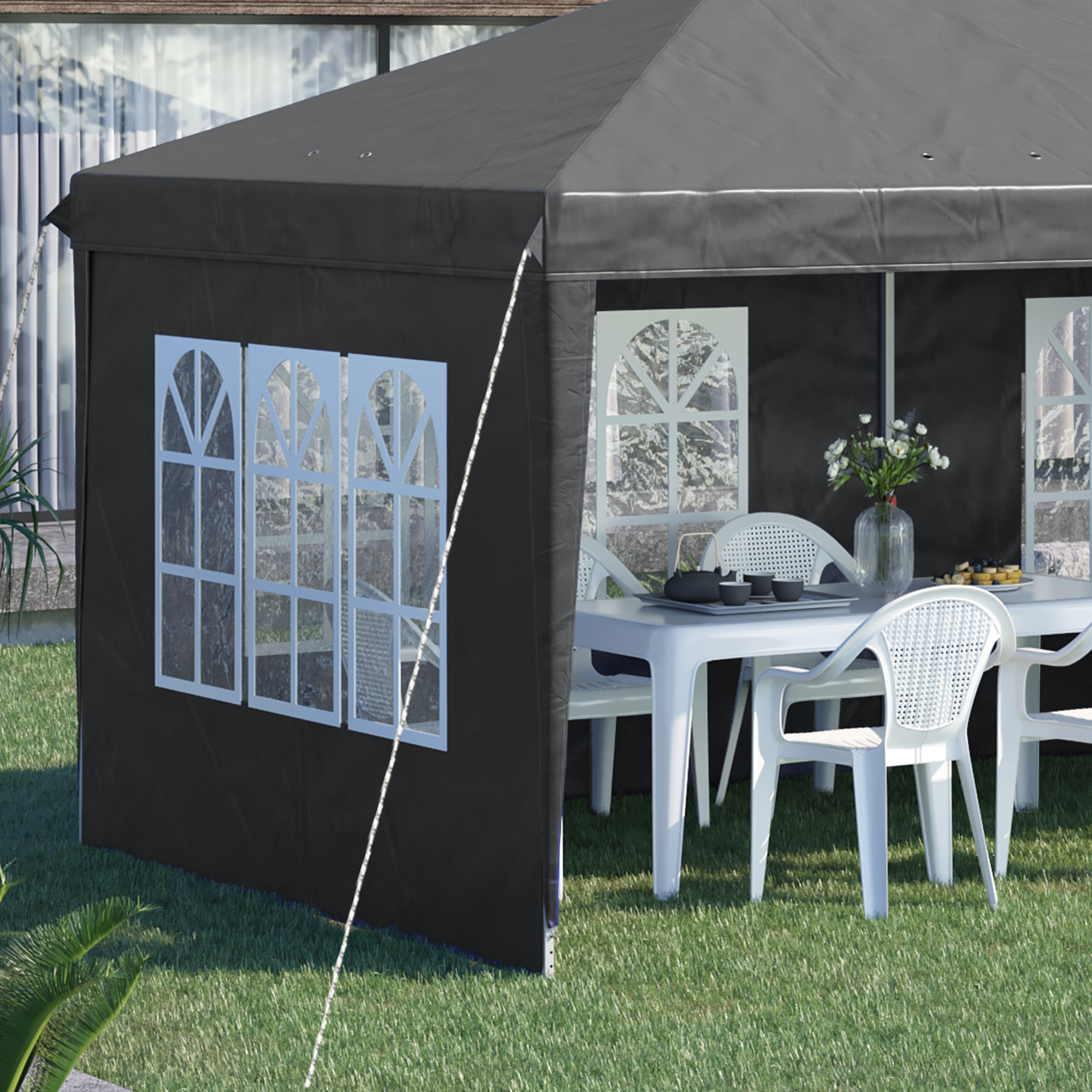 Outsunny 3 x 6m Pop-Up Gazebo, with Removable Walls Grey 9