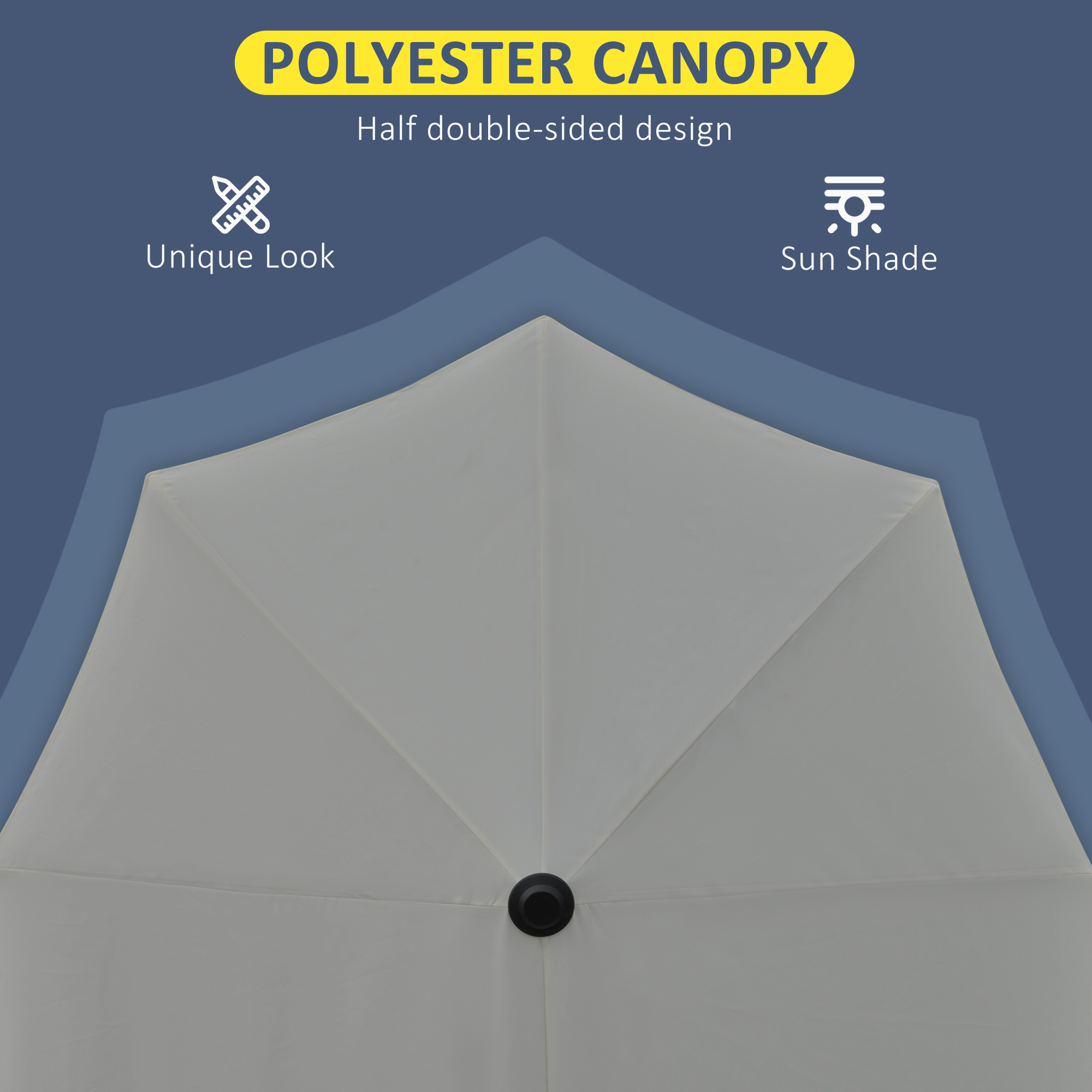 Outsunny 2m Half Parasol Market Umbrella Garden Balcony Parasol with Crank Handle, Base, Double-Sided Canopy, Dark Grey 7