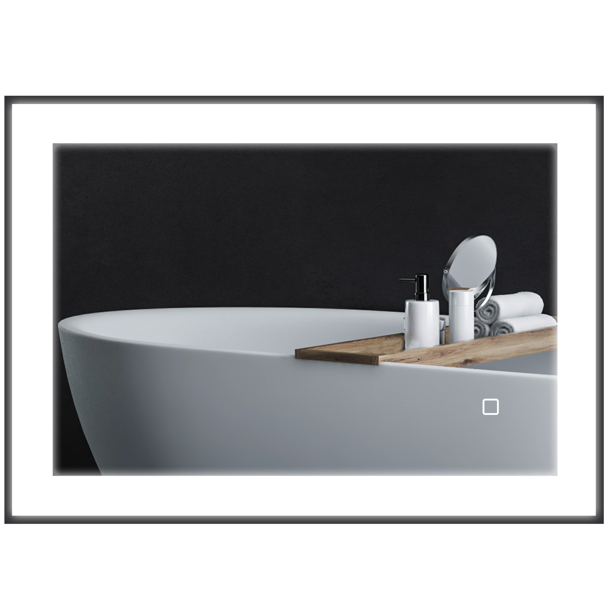 HOMCOM Espejo de Baño con Luz LED 70x50 cm con Iluminación Ajustable Función Antivaho Función de Memoria Negro