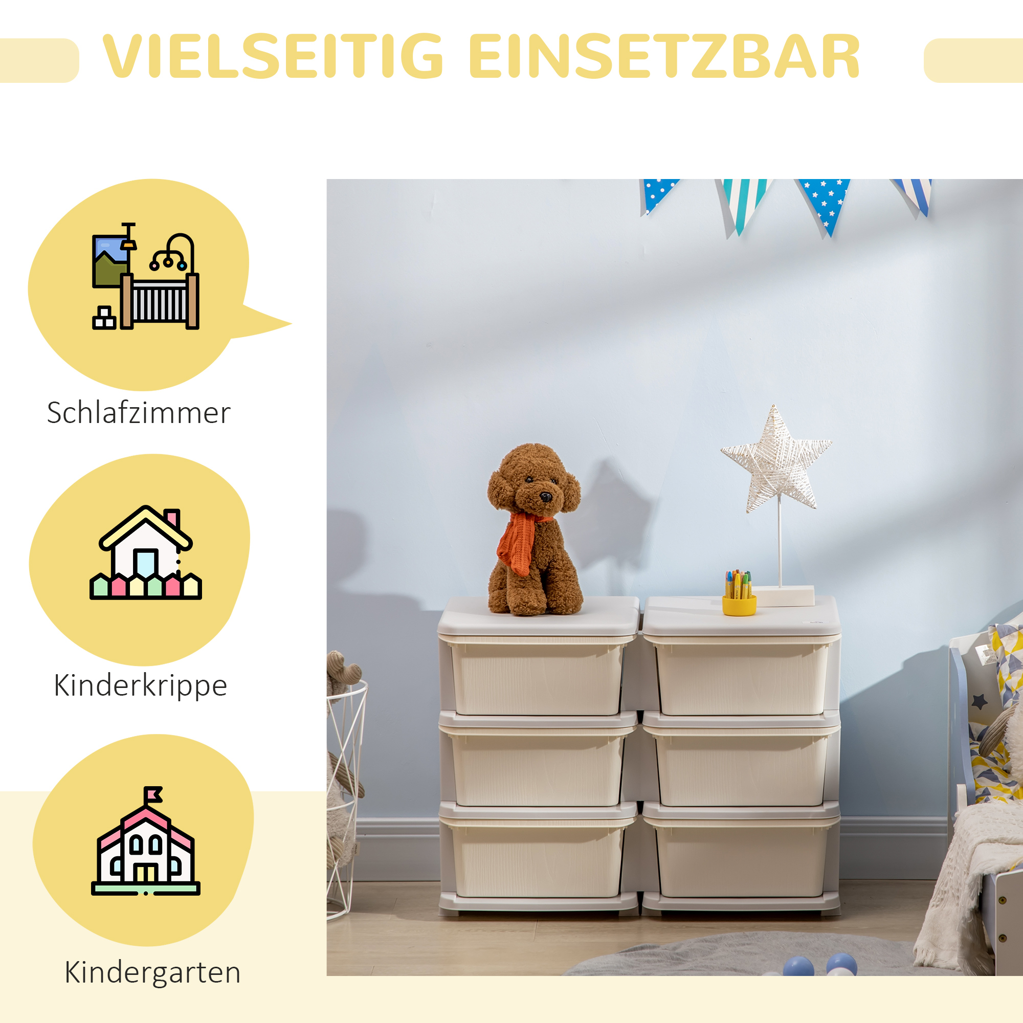 Laste hoiukast, laste hoiukast, 3 sahtlit, valge