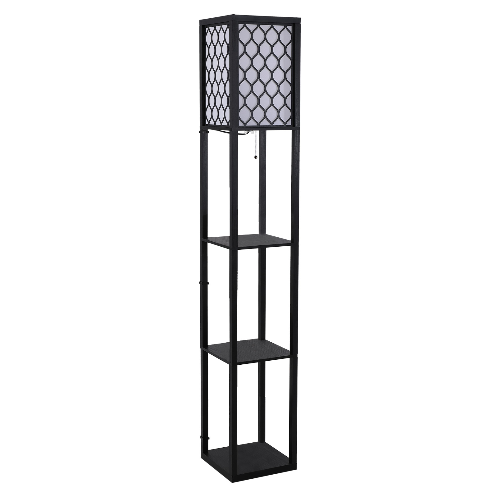 HOMCOM Estantería Librería Alta de 3 Niveles con Bombilla para Salón Dormitorio Estante de Exposición para Sala Adornos Estantería Moderna Blanco y Negro 26x26x160cm   Aosom España