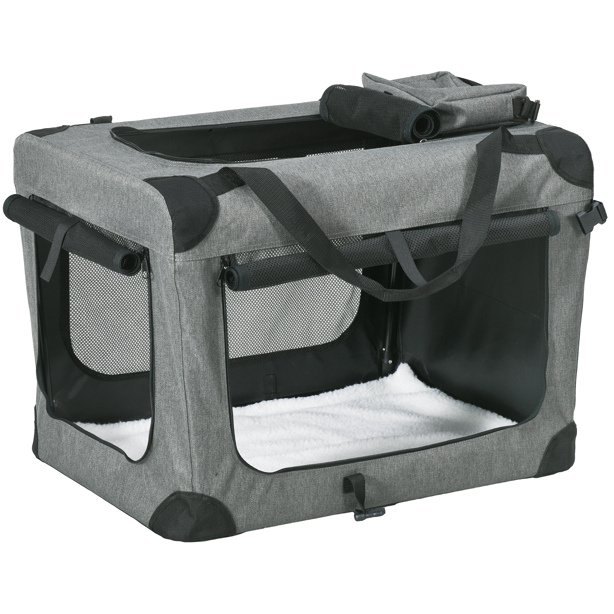 PawHut Oxford Fabric Folding Pet Carrier Bag Grey