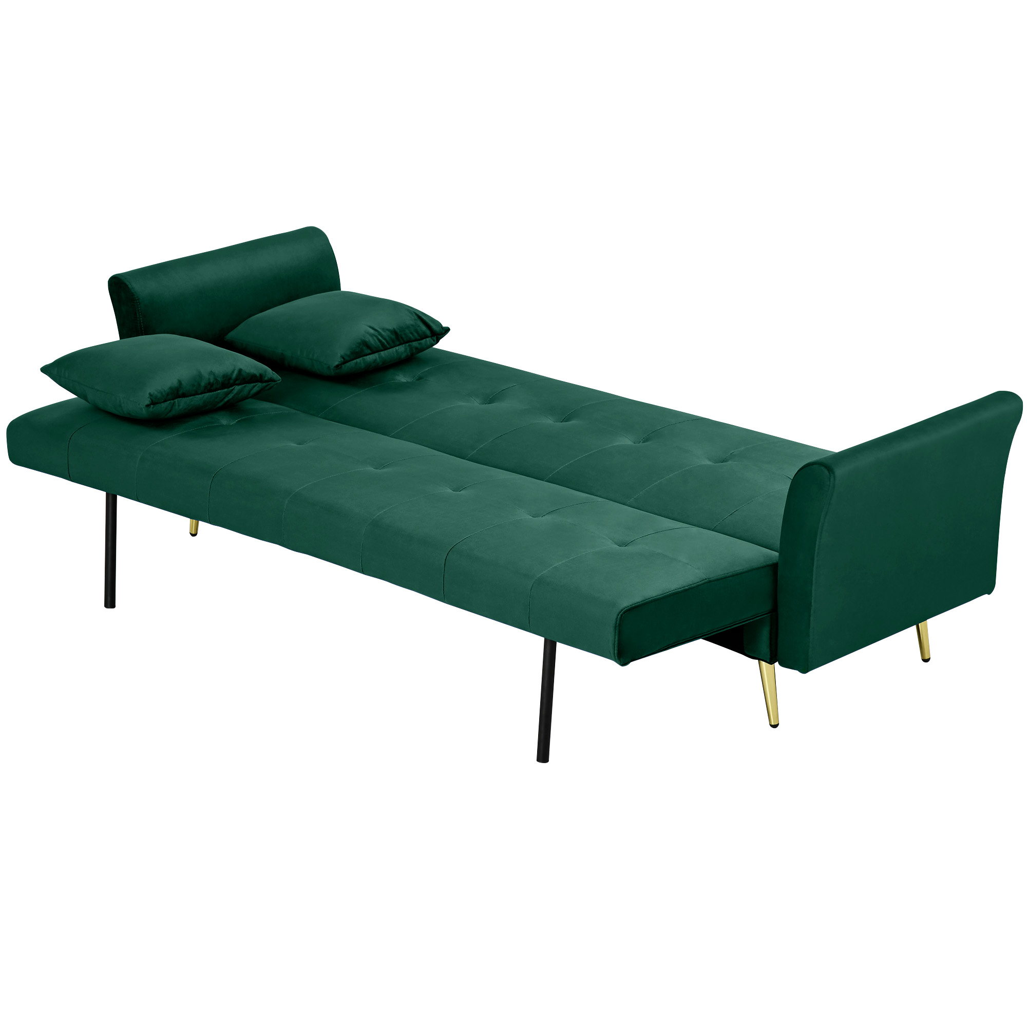 Divano Letto 2 Posti HOMCOM - Schienale Regolabile 5 Posizioni, Verde, 102x73x81 Cm - Foto 5