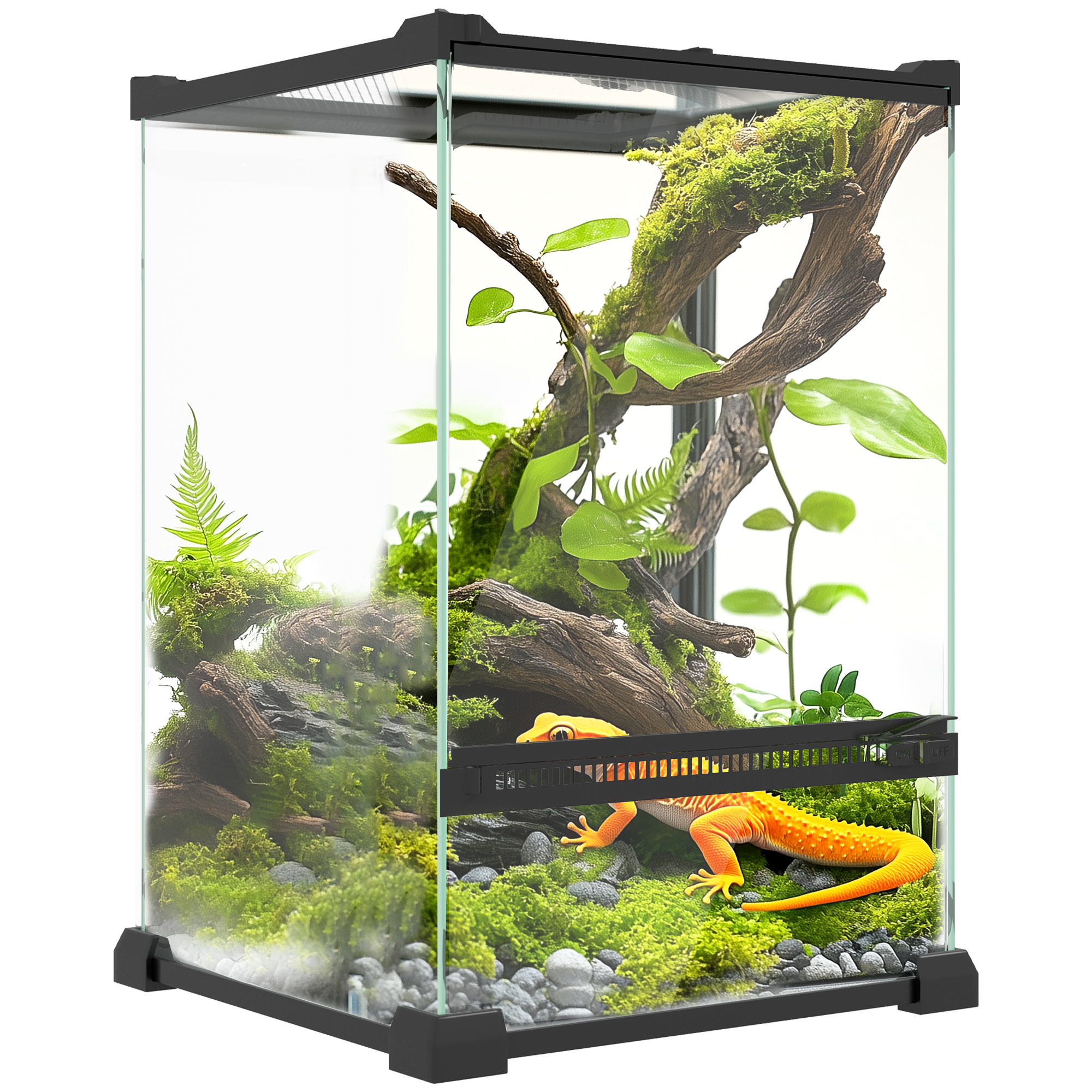 PawHut 140L Vivarium for Snakes, Lizards, Horned Frogs, Chameleons, Hamsters, Gerbils with Tempered Glass Windows