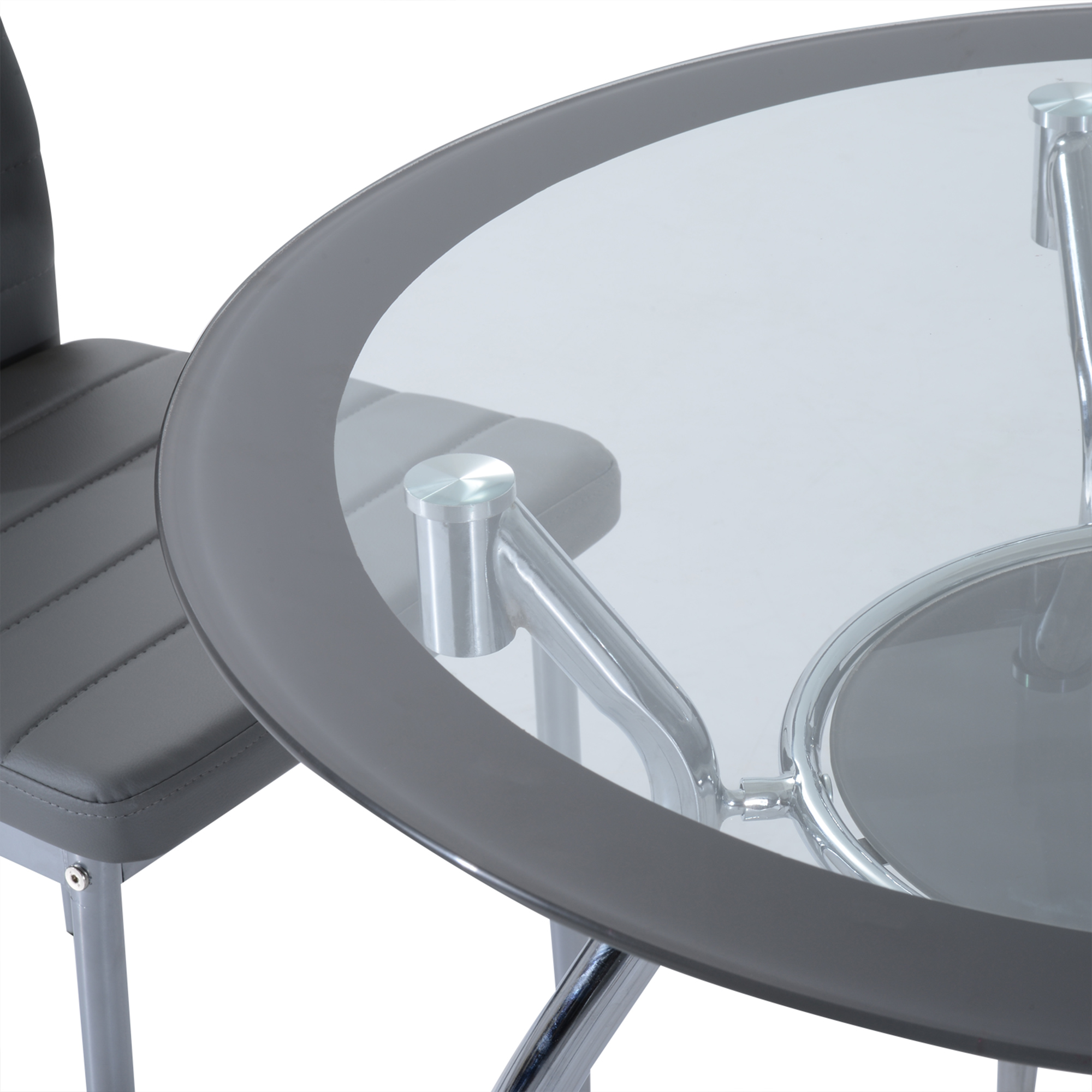 HOMCOM Five-Piece Dining Set, with Padded Chairs and Glass-Top Table Grey 8