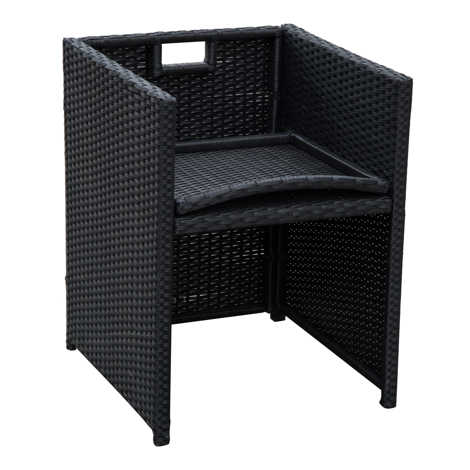 Outsunny 2 Seater Rattan Cube Garden Furniture Set, Rattan Dining Set with Cushions, Outdoor Dining Table and Chairs with 2 Armchairs, 2 Stools, Rectangular Glass Top Table for Patio, Balcony, Black 9