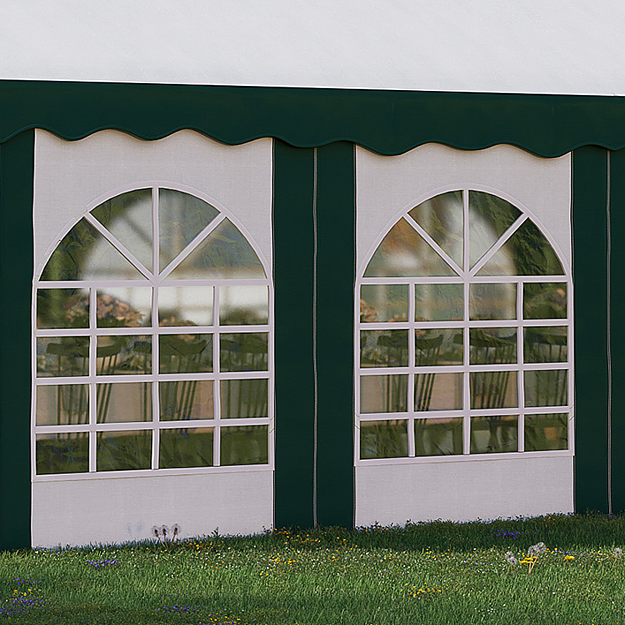 Outsunny 8 x 4m Garden Gazebo with Sides, Galvanised Marquee Party Tent with Eight Windows and Double Doors, for Parties, Wedding and Events 9