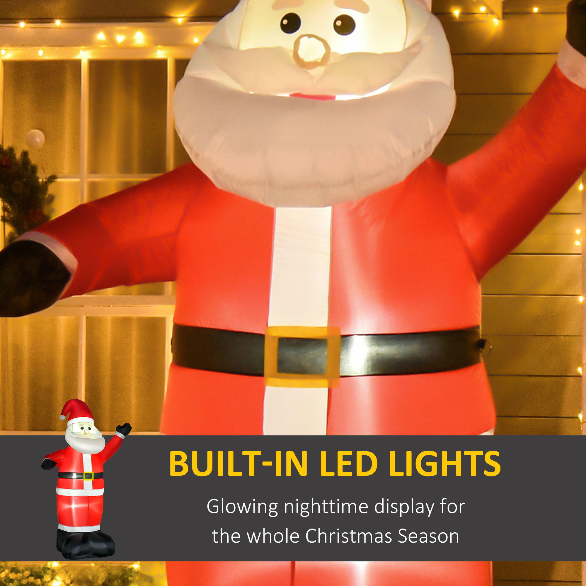 HOMCOM 8ft Inflatable Christmas Santa Claus Xmas Decoration with LED Holiday Air Blown Yard Outdoor Décor 4