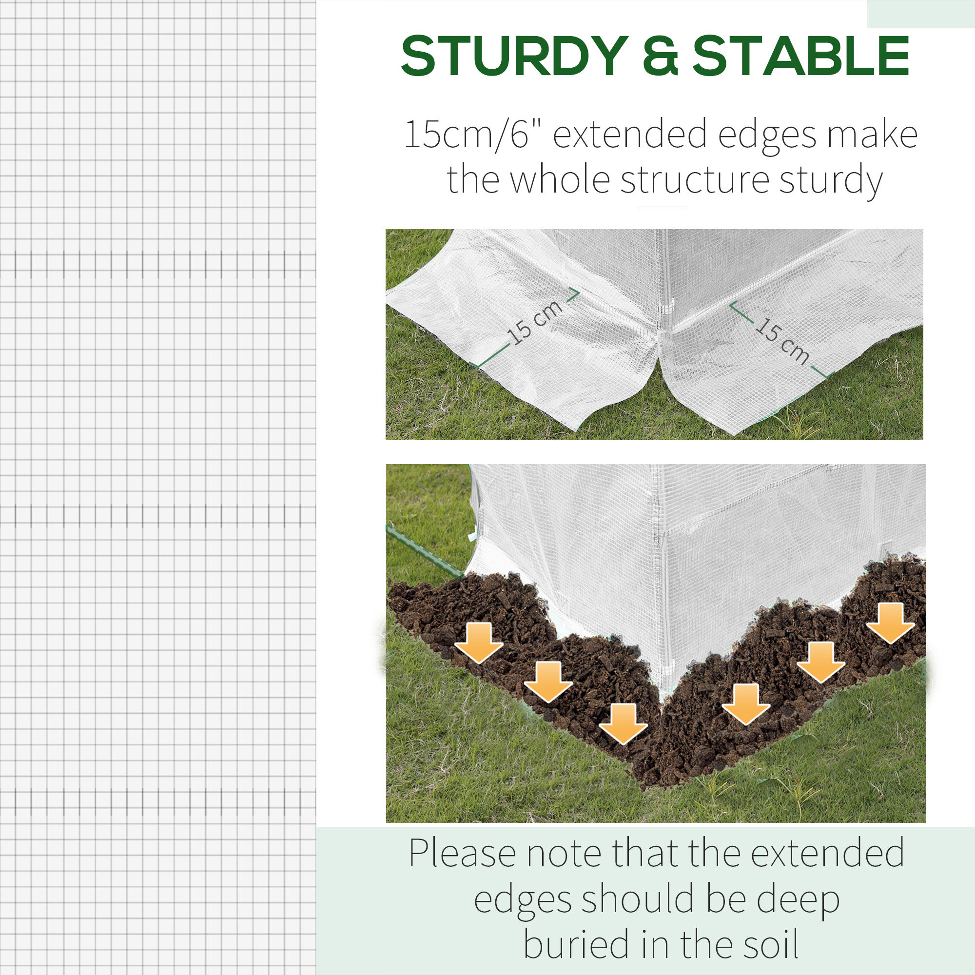 Outsunny Greenhouse Replacement Cover ONLY Winter Garden Plant PE Cover with Roll-up Windows Door, 6 x 3 x 2m White 5