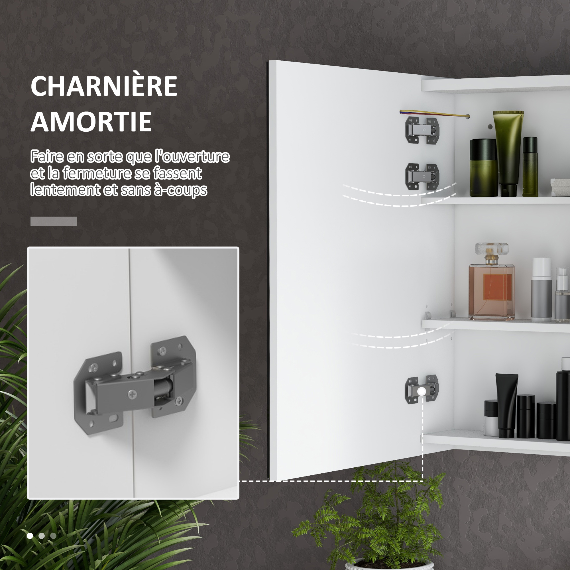 kleankin Bathroom Mirror Cabinet with Light, Bathroom Storage Cupboard with Adjustable Shelf, USB Powered, 90x15x70cm, White 7