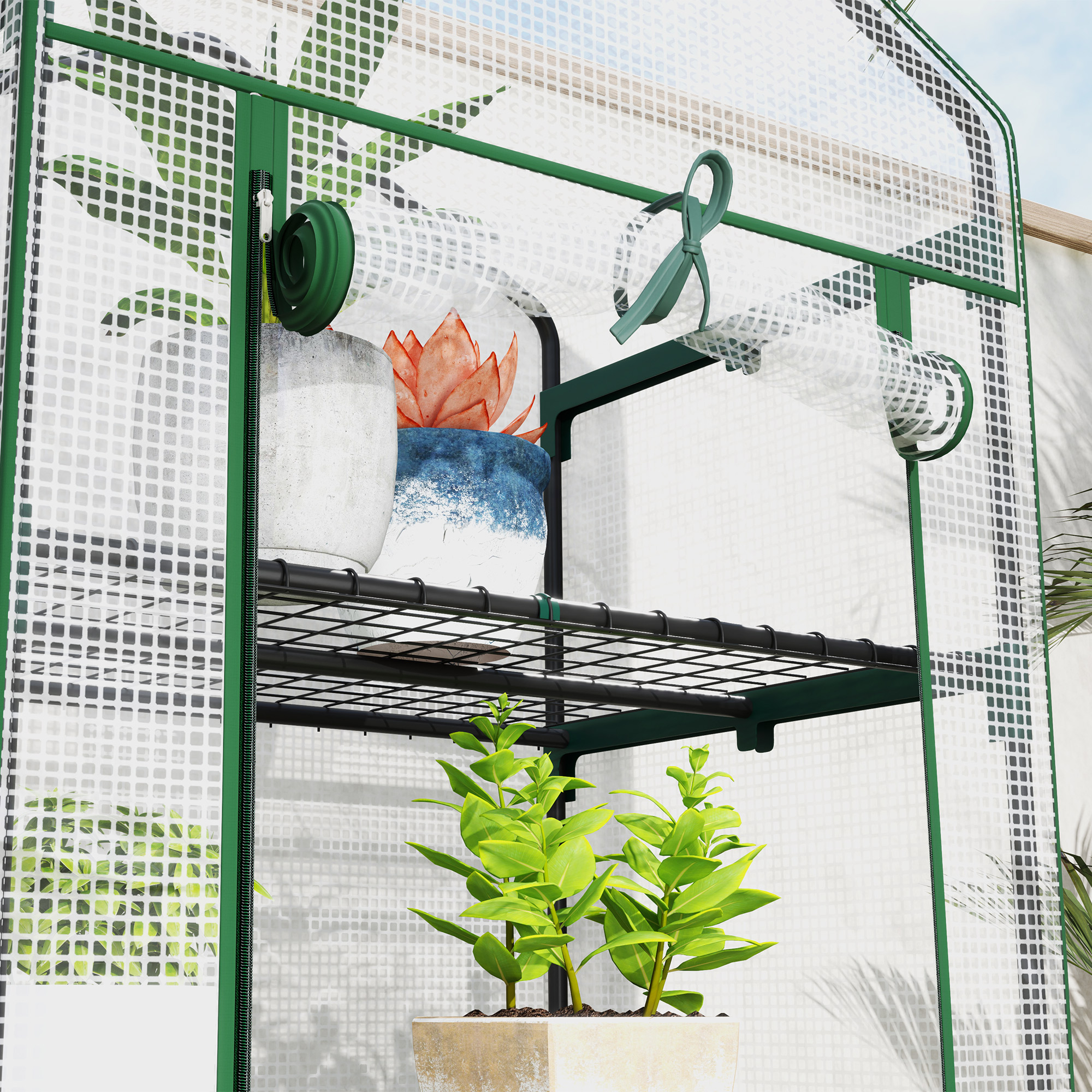 Outsunny 193cm Five Shelf Mini Greenhouse White 8