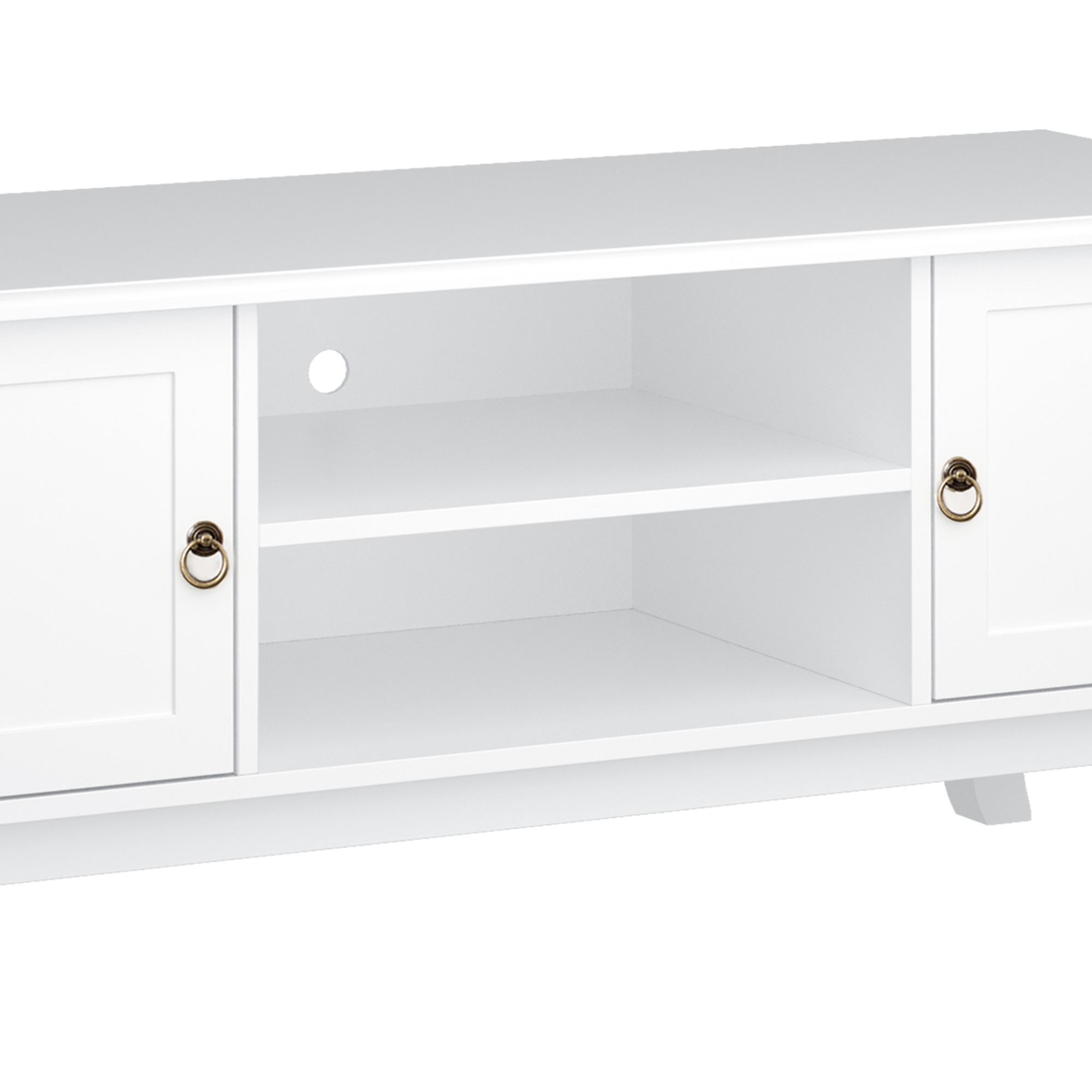 HOMCOM TV Unit up to 55", 2 Doors TV Cabinet with Open Storage Shelves and Cable Management for Living Room, Bedroom, Entertainment Room, 120L x 45W x 50.5H, White 7