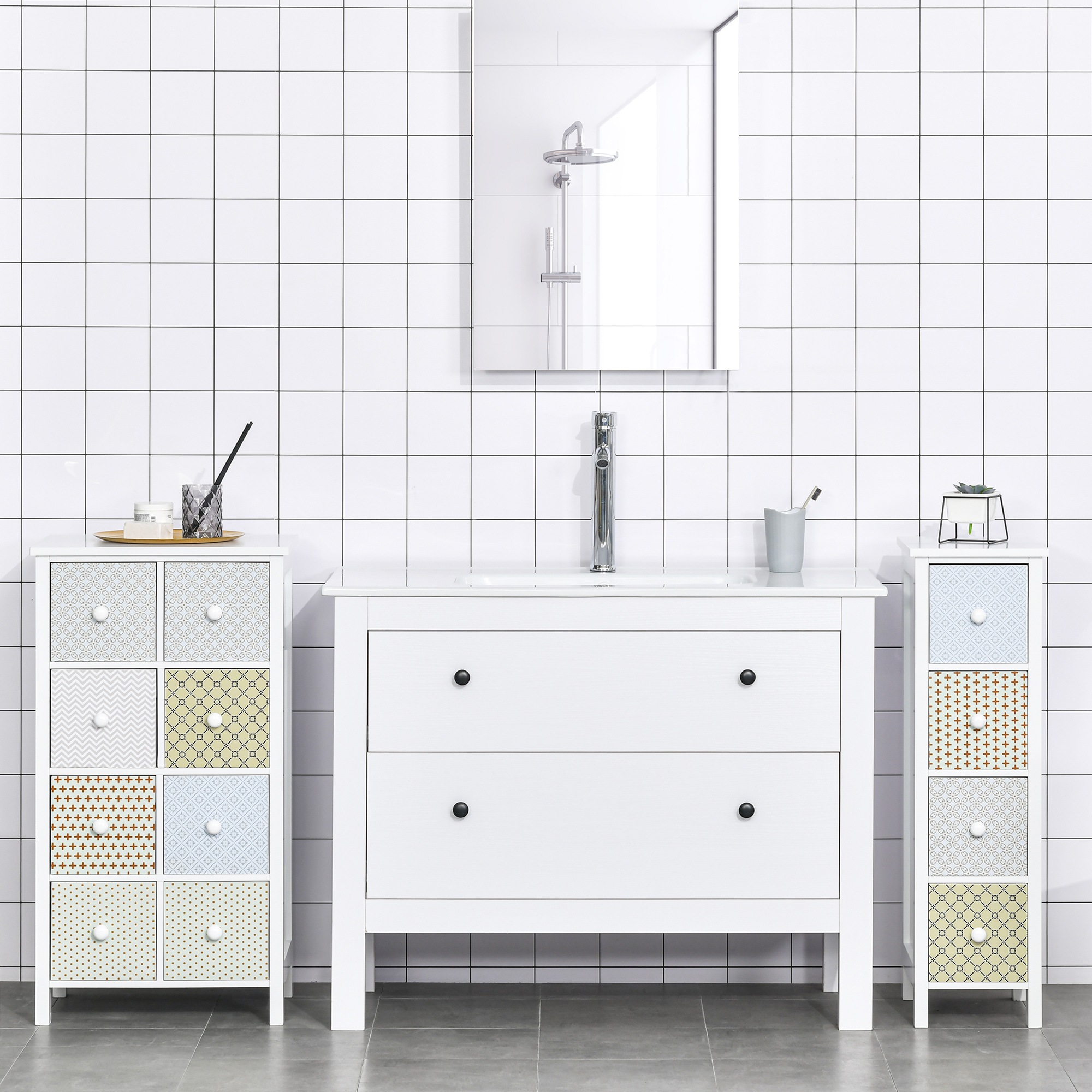HOMCOM Chest of Drawers, 4 Drawer Dresser, Storage Organizer Toilet Tissue Cabinet for Bedroom, Bathroom 6
