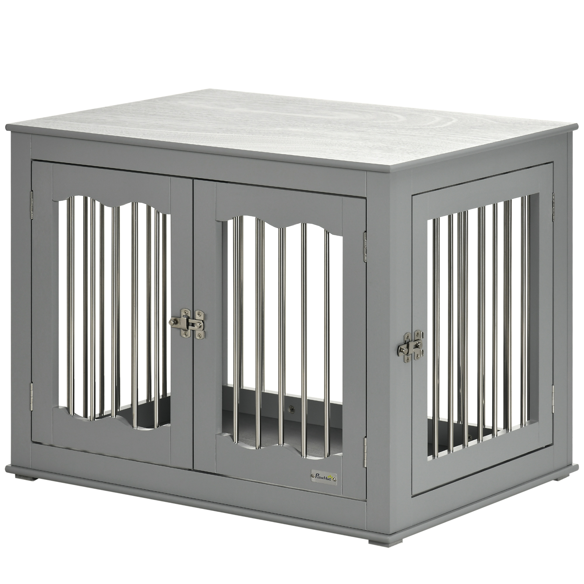 PawHut Dog Crate End Table with Three Doors, Furniture Style Dog Crate ... - End Bite Dog Crate Latch