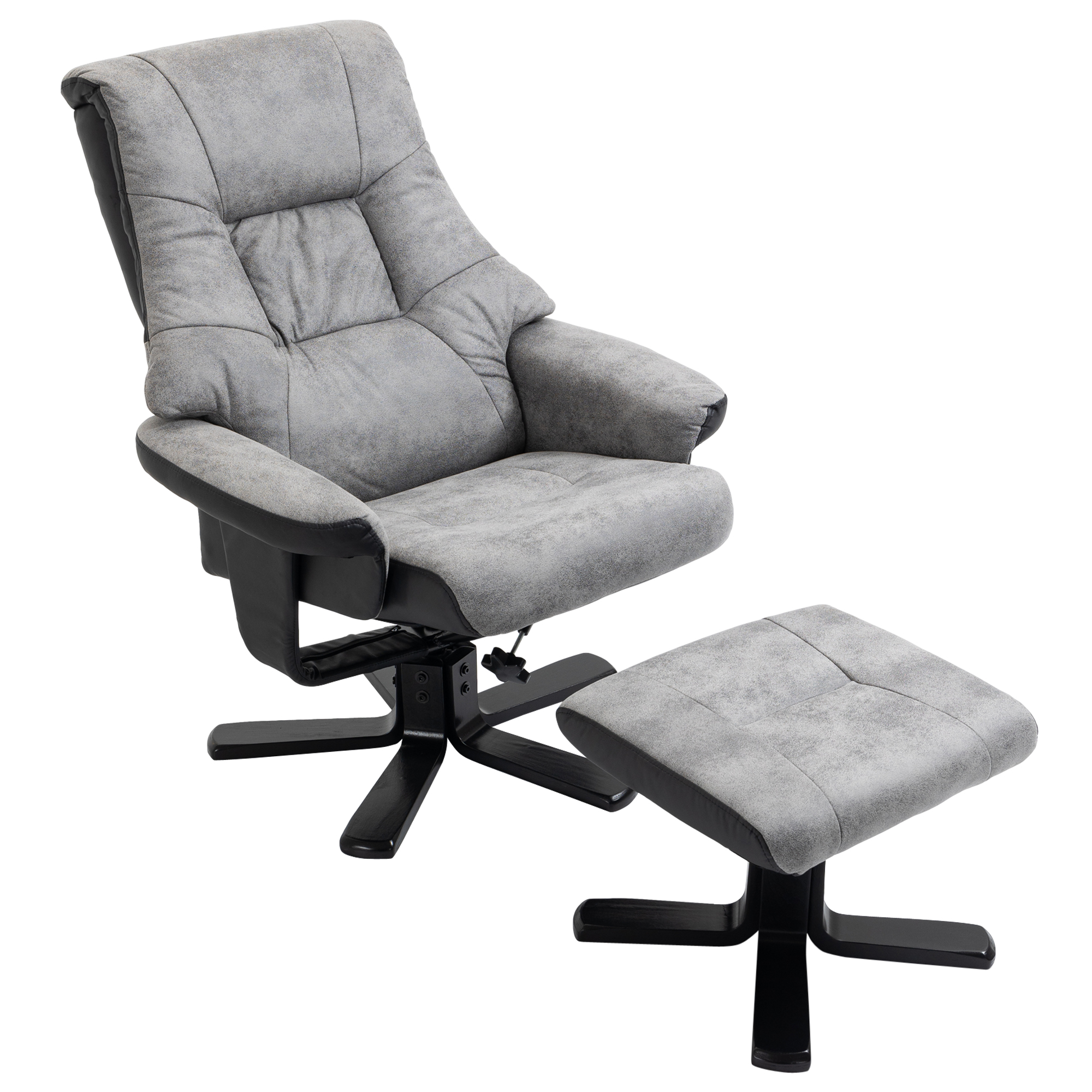 HOMCOM Fauteuil relax inclinable 135° pivotant 360° avec repose-pieds revêtement microfibre gris