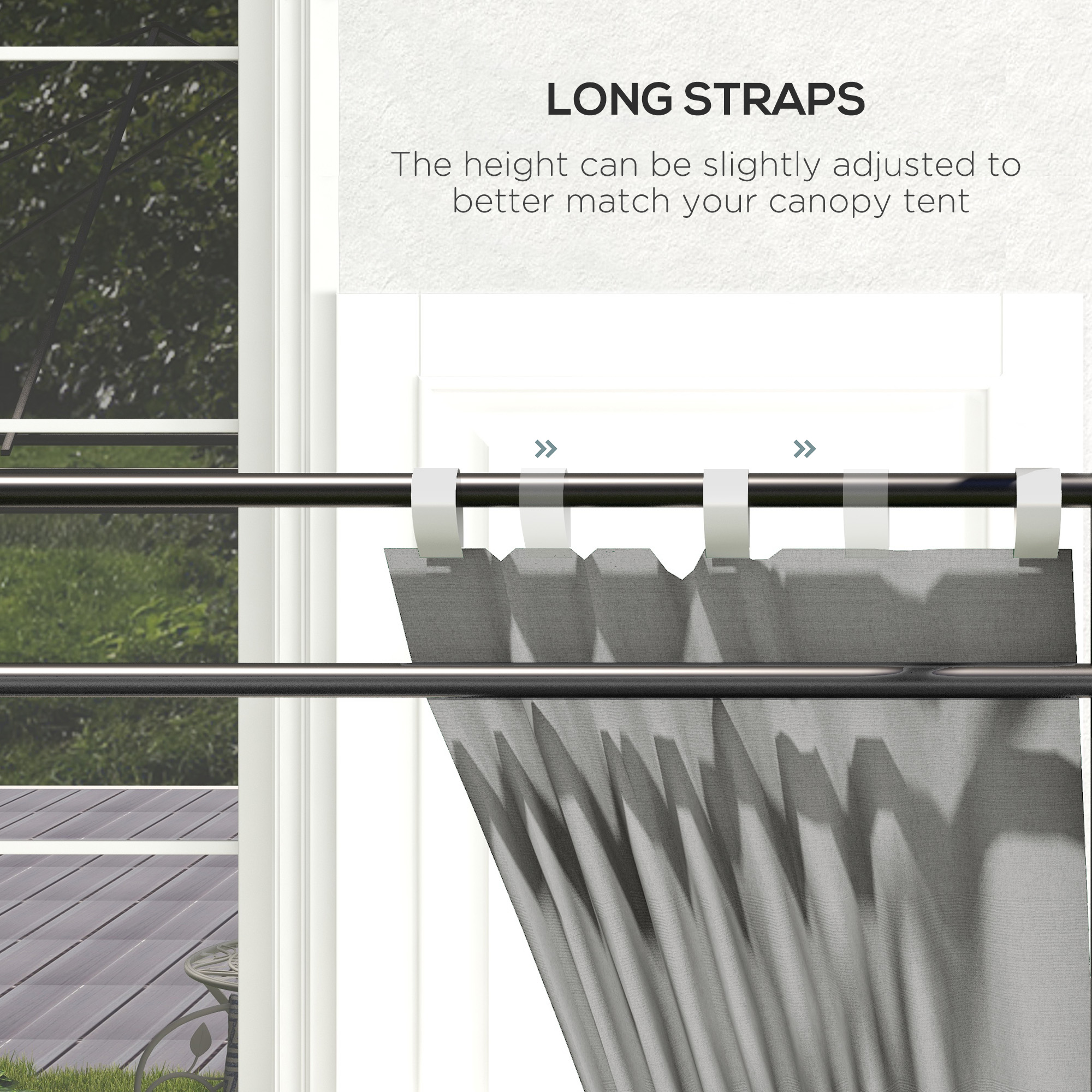 Outsunny Set of Two 295cm Replacement Canopy Walls Grey 7