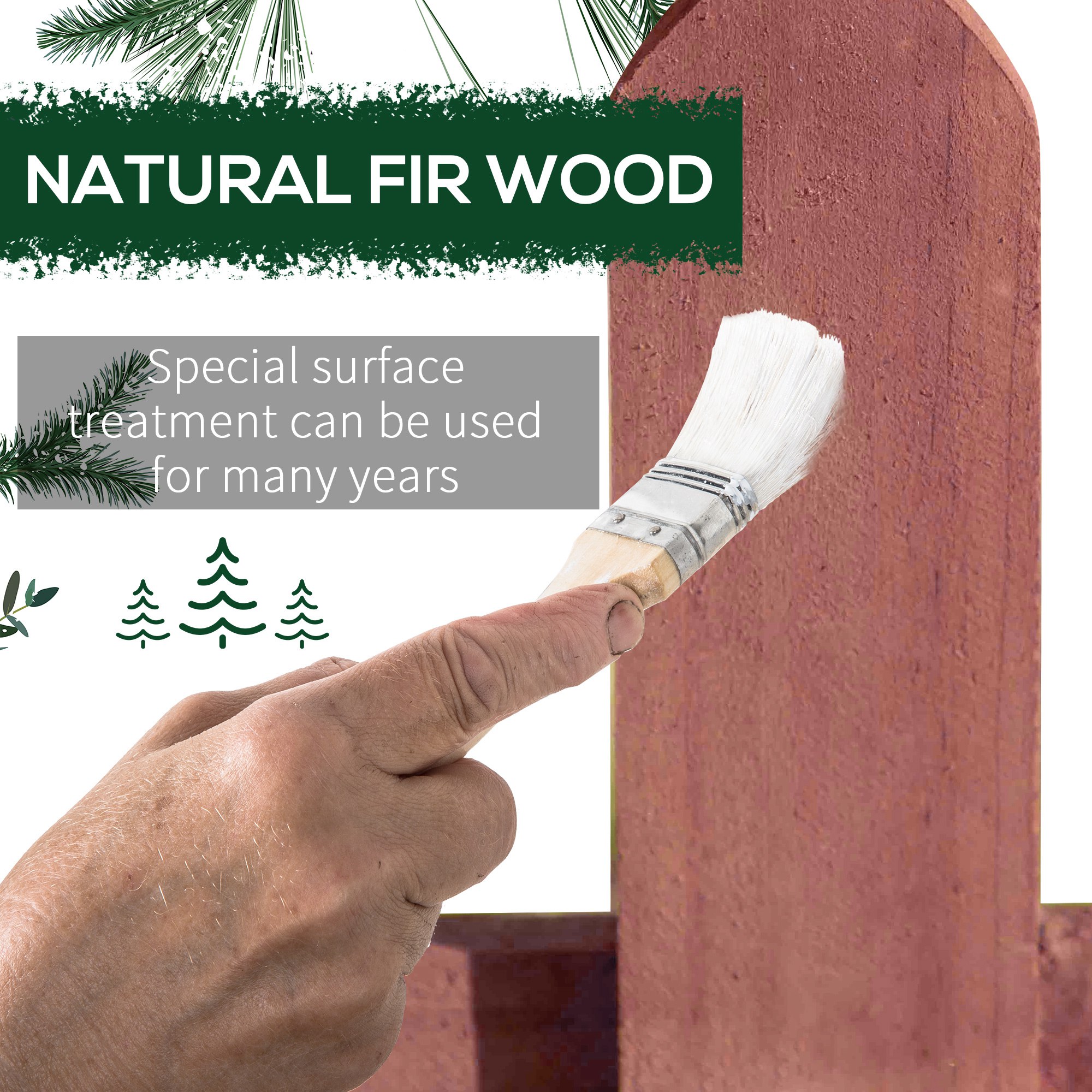 Outsunny Set of 12 Wooden 60cm Garden Fence Pieces 4