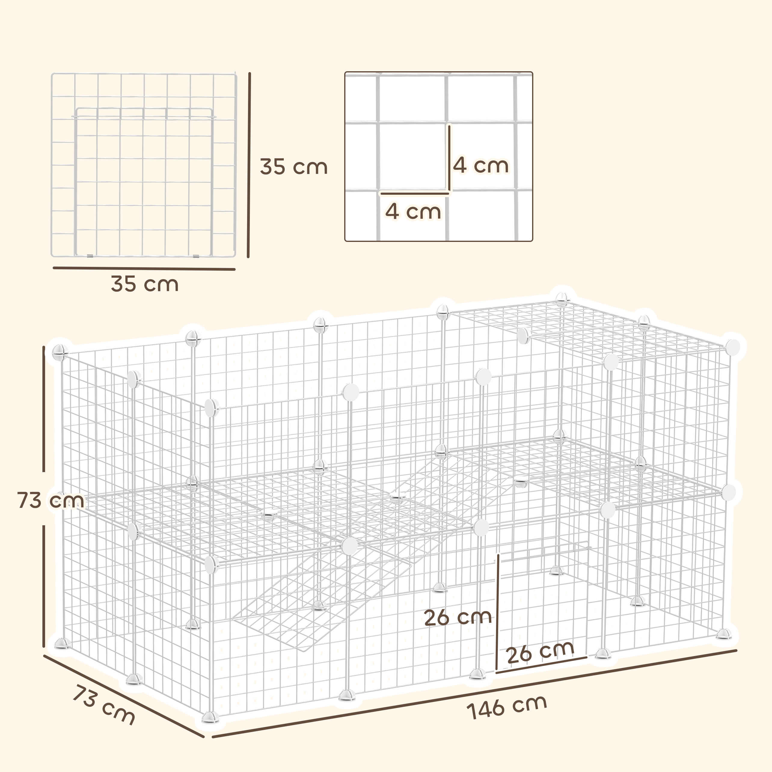 PawHut DIY 36 Panel Pet Playpen Metal Wire Fence for Chinchilla, Hedgehog, Bunny, Indoor, Outdoor Use, White 3