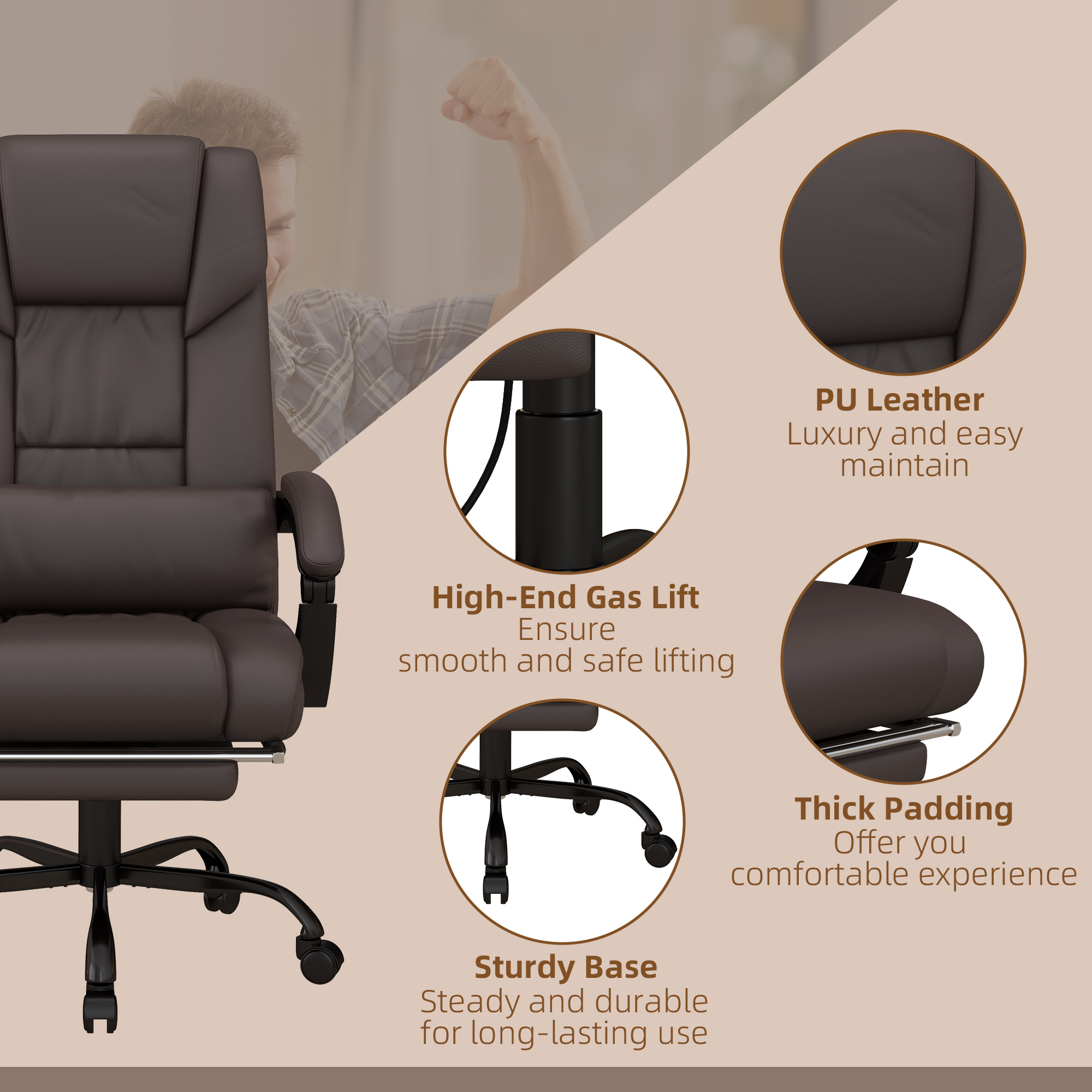 Lounge Chair Bykallevig Office Chair Pu Leather Point Massage