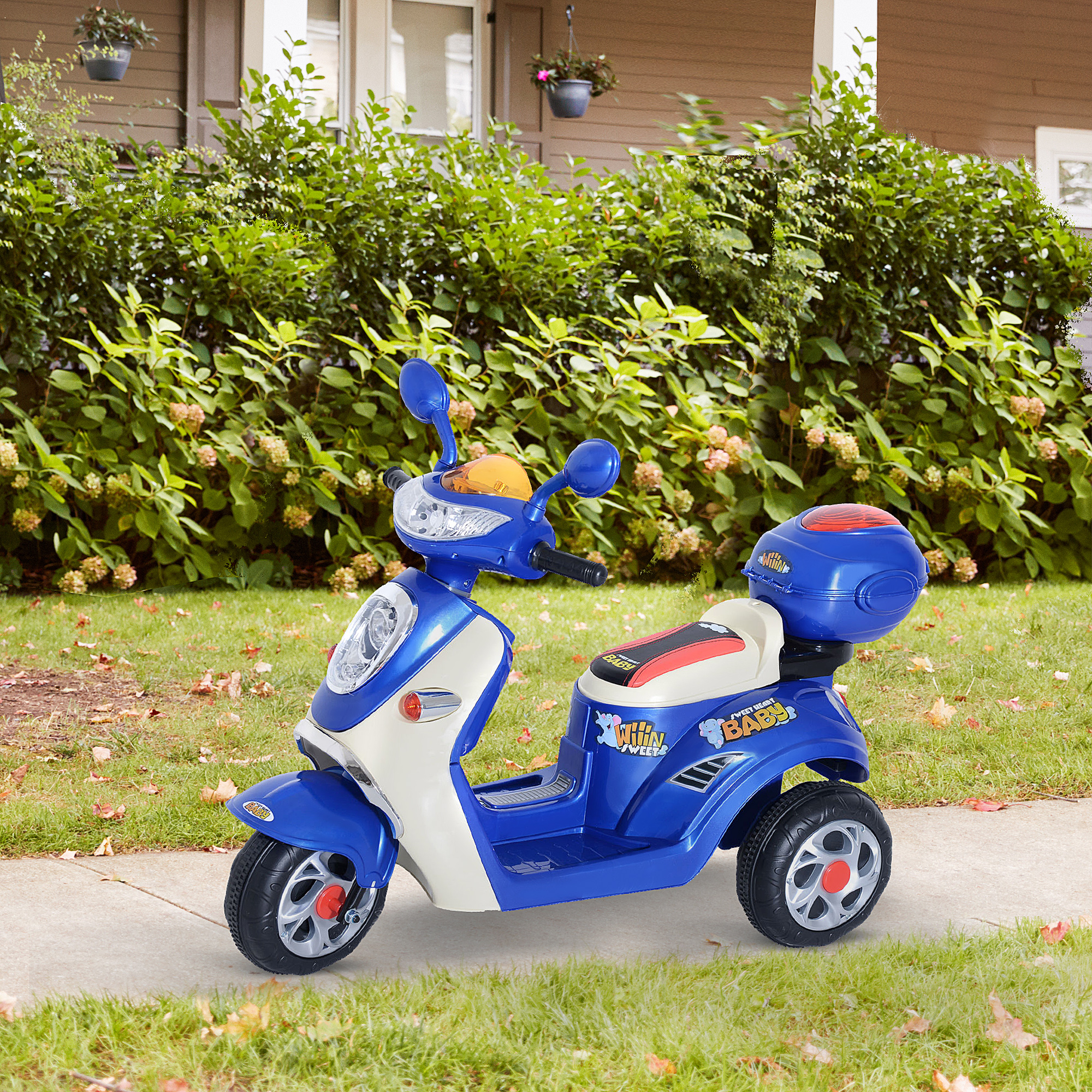 HOMCOM Kids Electric Ride On Toy Car 6V Electric Motorbike with Chargeable Battery Headlight and Music for 3-5 Years Blue 2