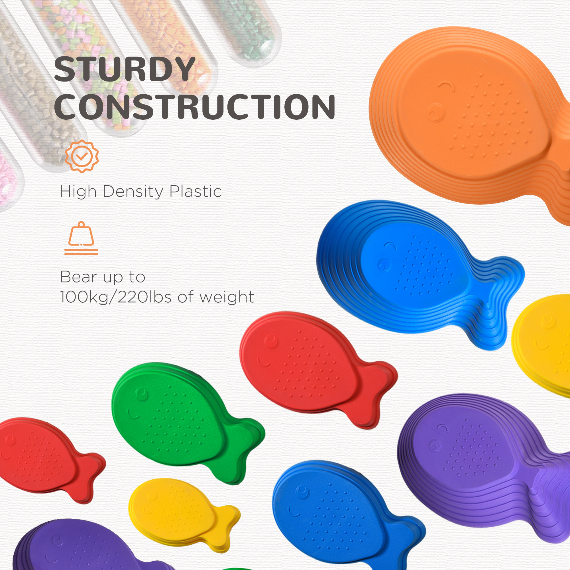 Outsunny 11 Piece Kids Balance Stepping Stones Multicoloured 7