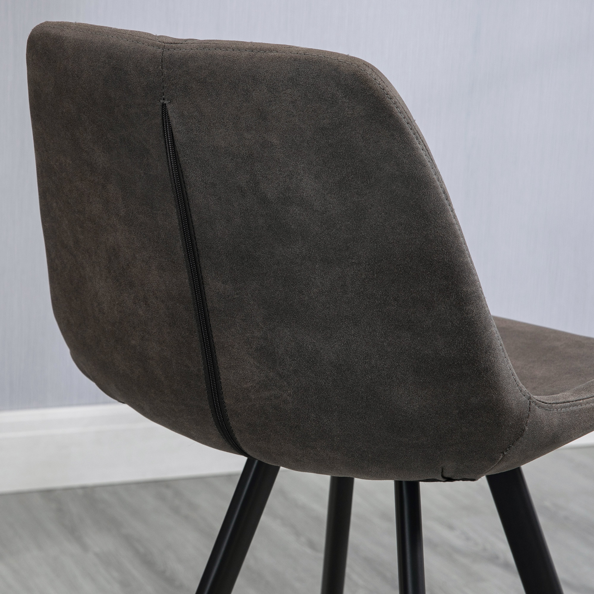 HOMCOM Set Of 2 Bar Stools Vintage Microfiber Cloth Tub Seats Padded Comfortable Steel Frame Footrest Quilted Home Bar Cafe Kitchen Chair Stylish Dark Grey 8