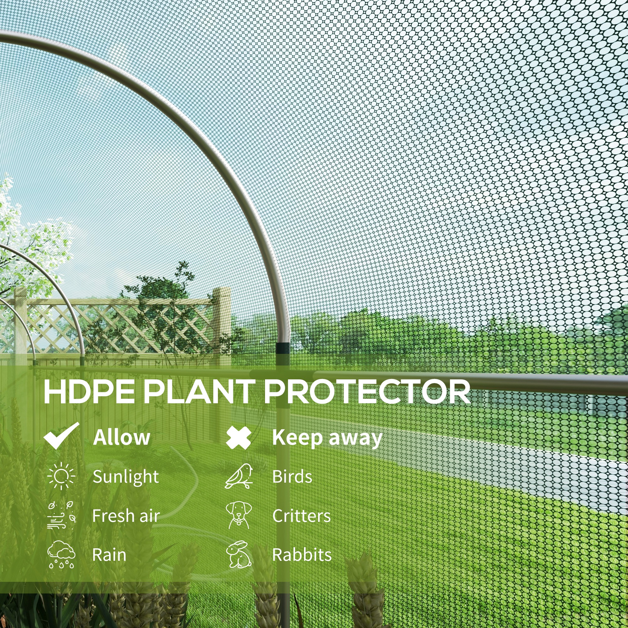 Outsunny 360 x 120cm Galvanised Steel Fruit Cage, Plant Protection Tent with Zipped Door, Green 4