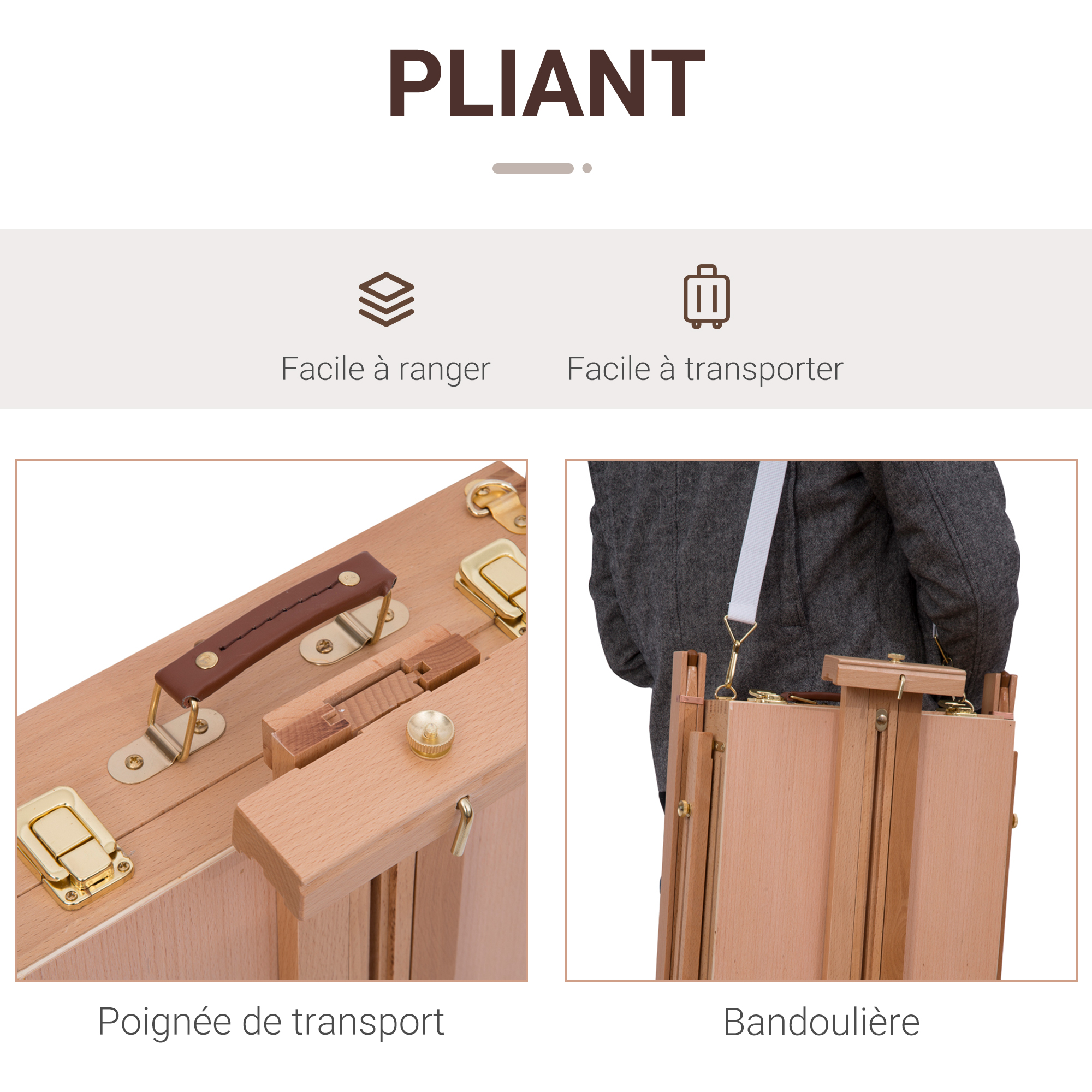 Chevalet De Table En Bois Avec Rangement - Réglable, Portable, Idéal Pour Peinture Et Dessin