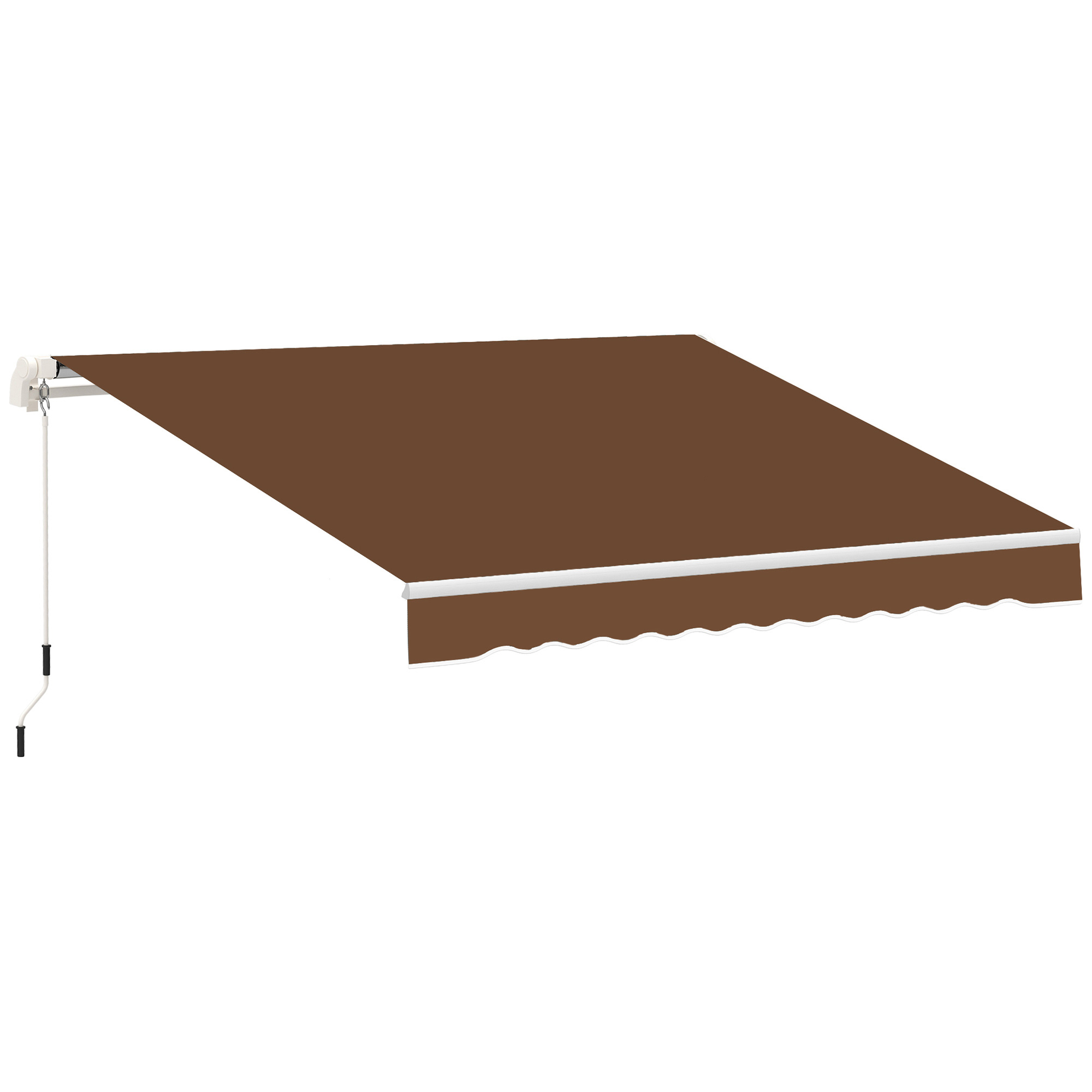 Outsunny Toldo de Pared Toldo Retráctil con Brazo Articulado y Manivela Marco de Aluminio y Cubierta de Poliéster 295x245 cm Café | Aosom España