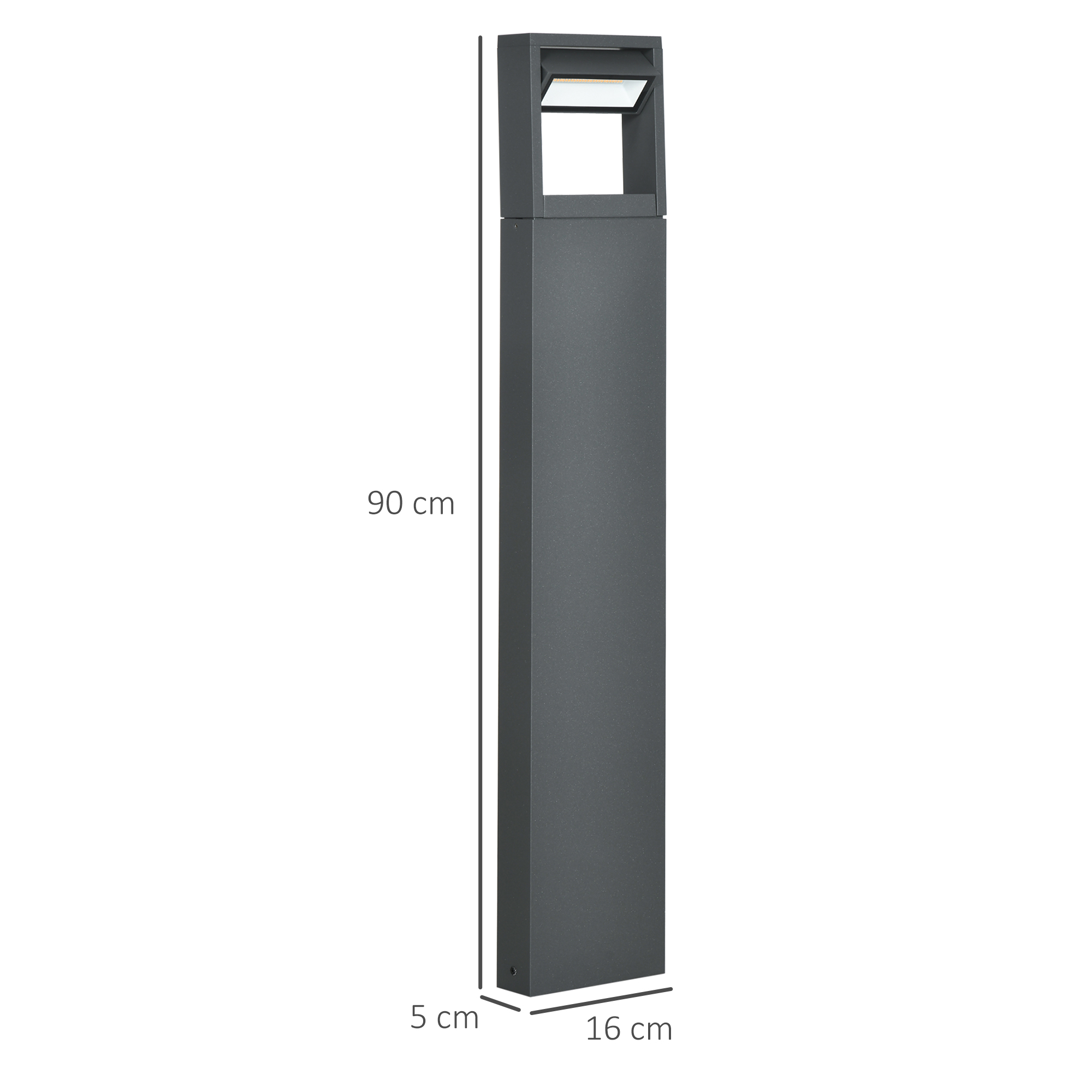 Aialamp, teevalgusti, postivalgusti LED-idega, ilmastikukindel, 16 cm x 5 cm x 90 cm, tumehall