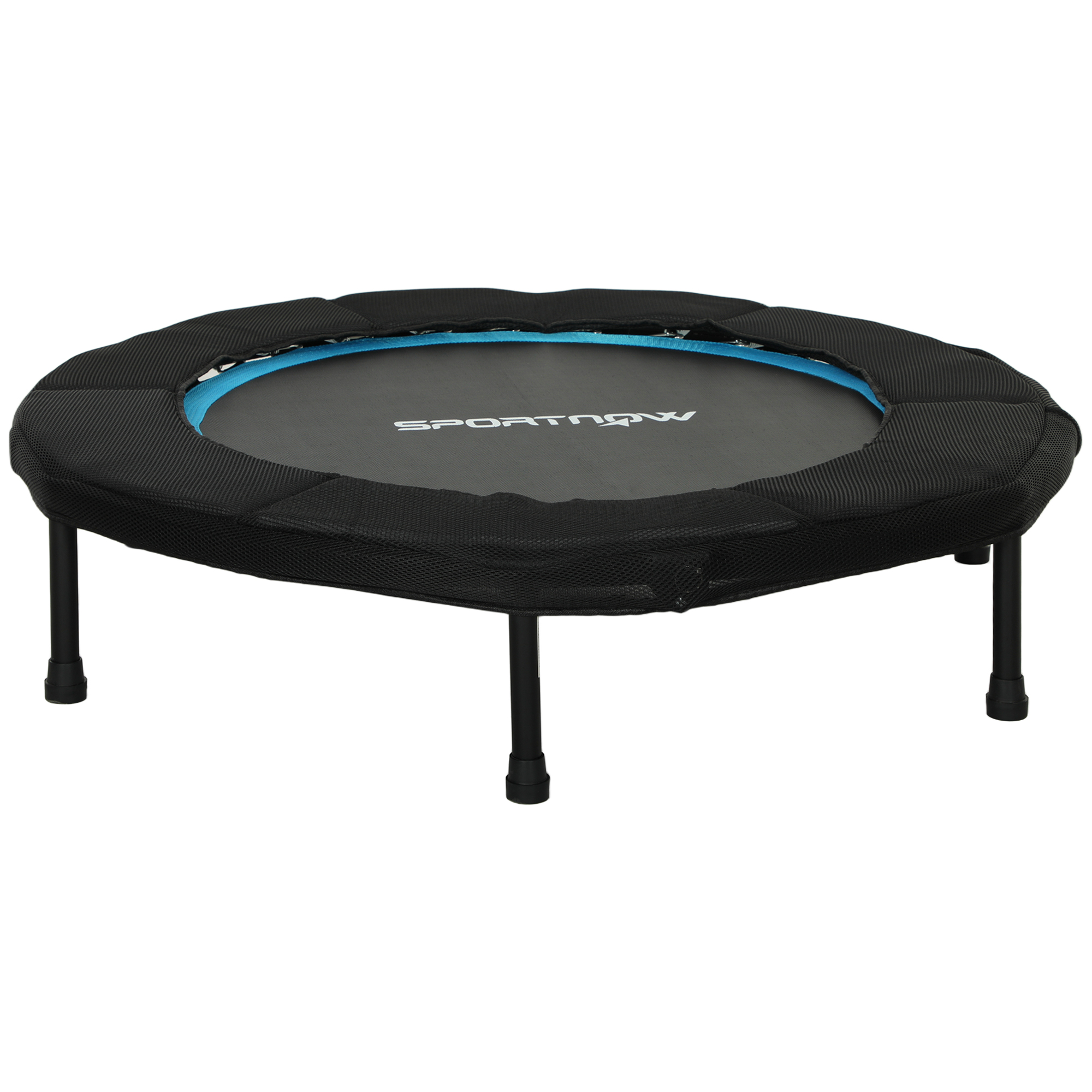 SPORTNOW Trampolín de Fitness Ø102 cm Cama Elástica Plegable con Marco de Acero Antideslizantes Carga 100 kg Azul