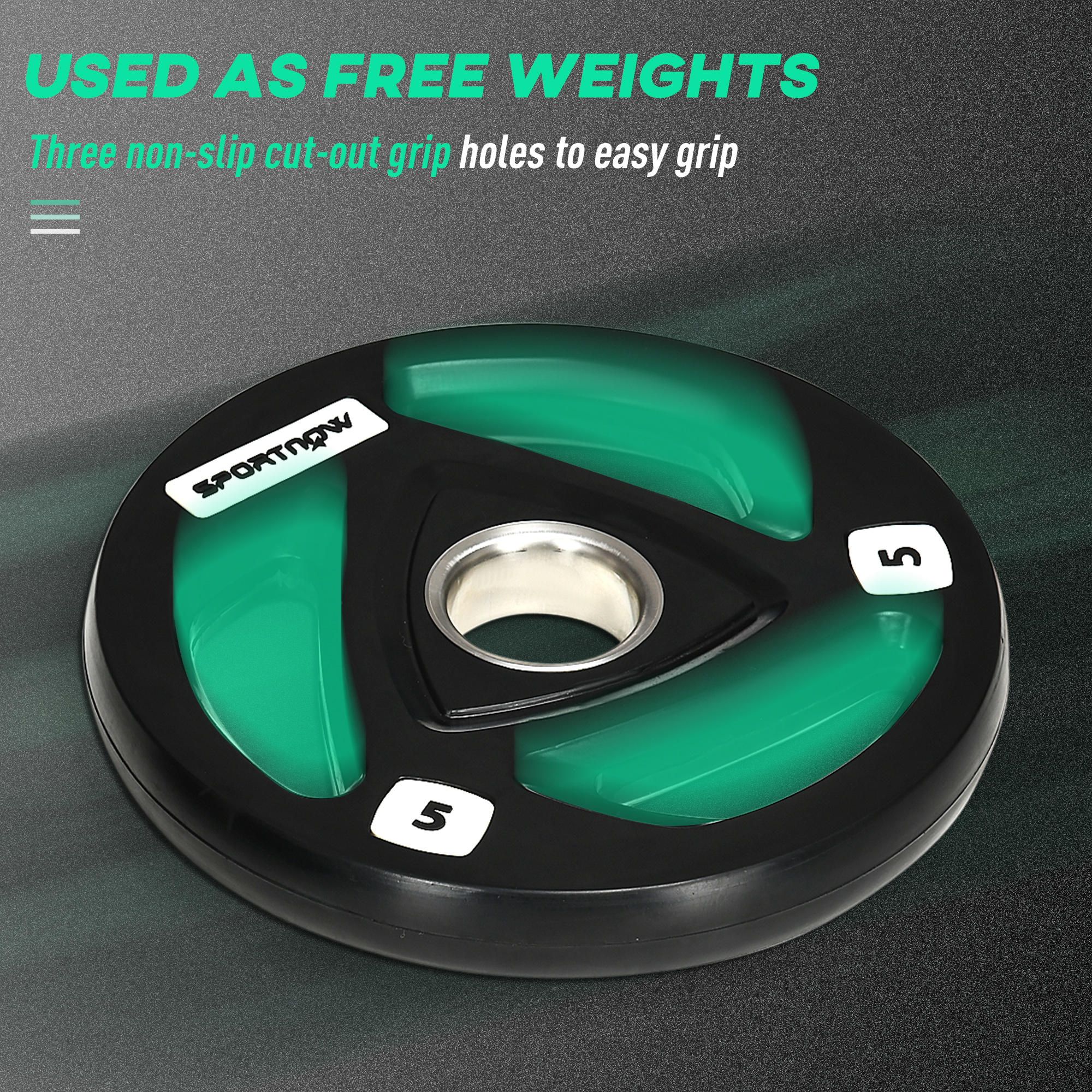SPORTNOW Two 5kg Olympic Weight Plates, Tri-Grip Rubber-Coated Barbell Weights, with 5cm Holes, for Home, Gym, Office 4