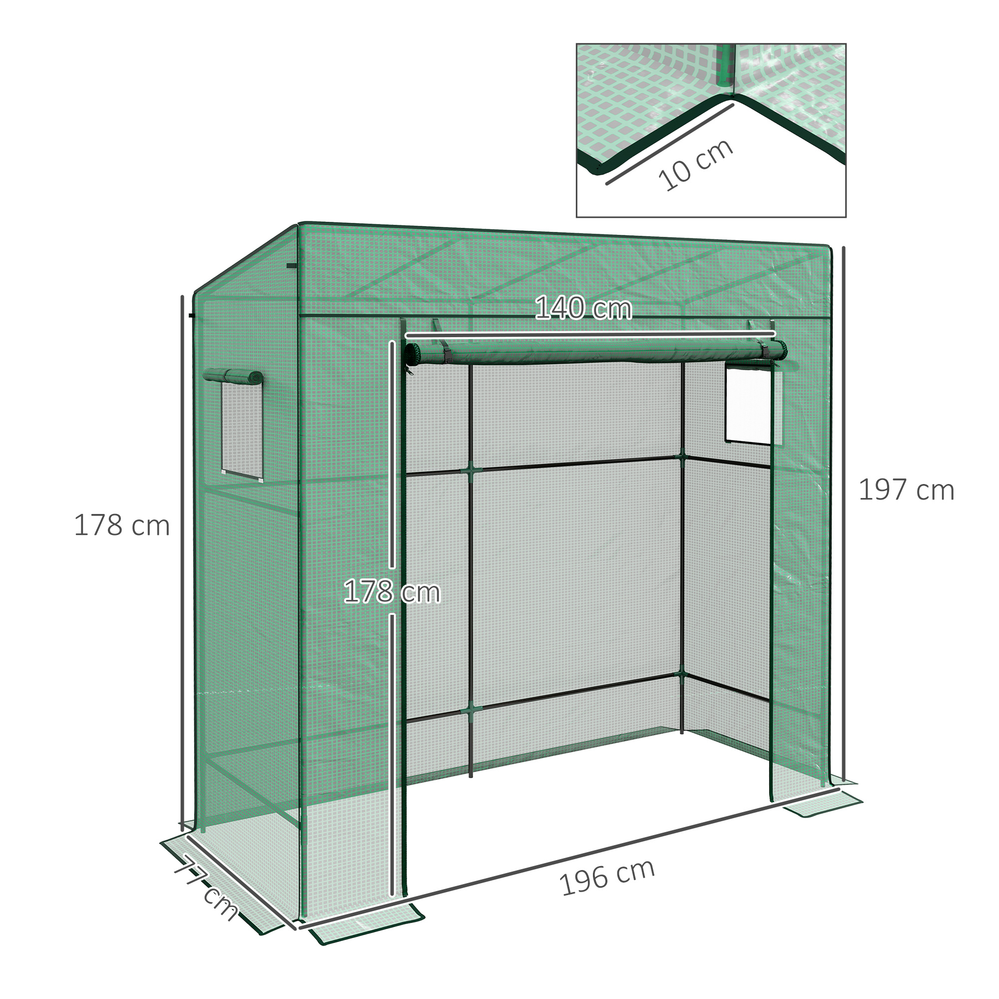 Outsunny 77 x 196cm Walk-In Greenhouse, with Accessories 3