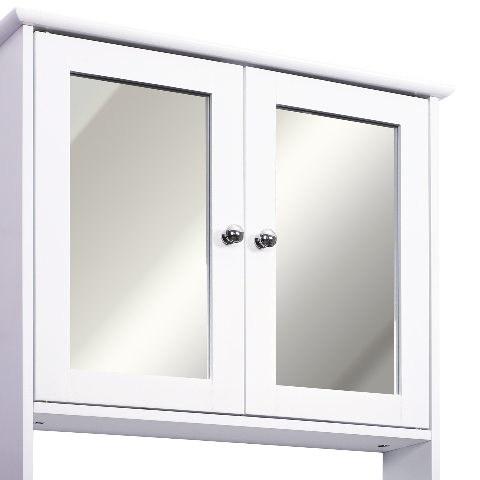 kleankin Wall-mounted Bathroom Cabinet Mirror Door Organiser Storage Shelves Living Room White 9