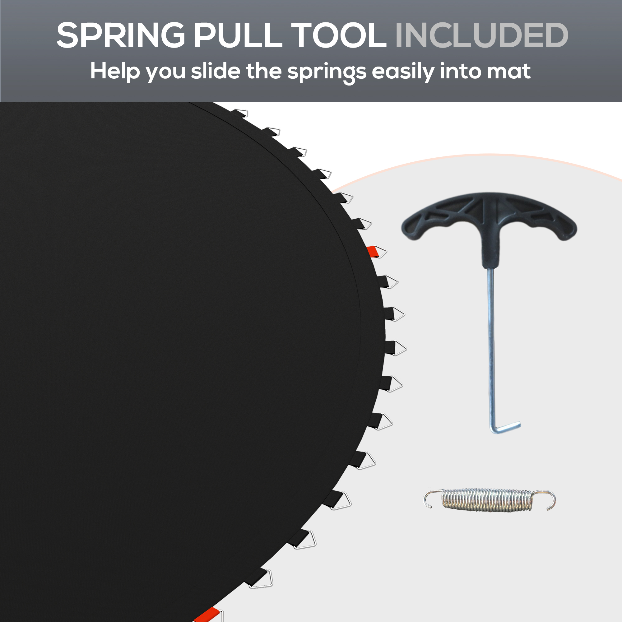 SPORTNOW Trampoline Replacement Mat with Spring Pull Tool, 54 V-Hooks, for 10ft Trampoline using 14cm Springs, Black 6