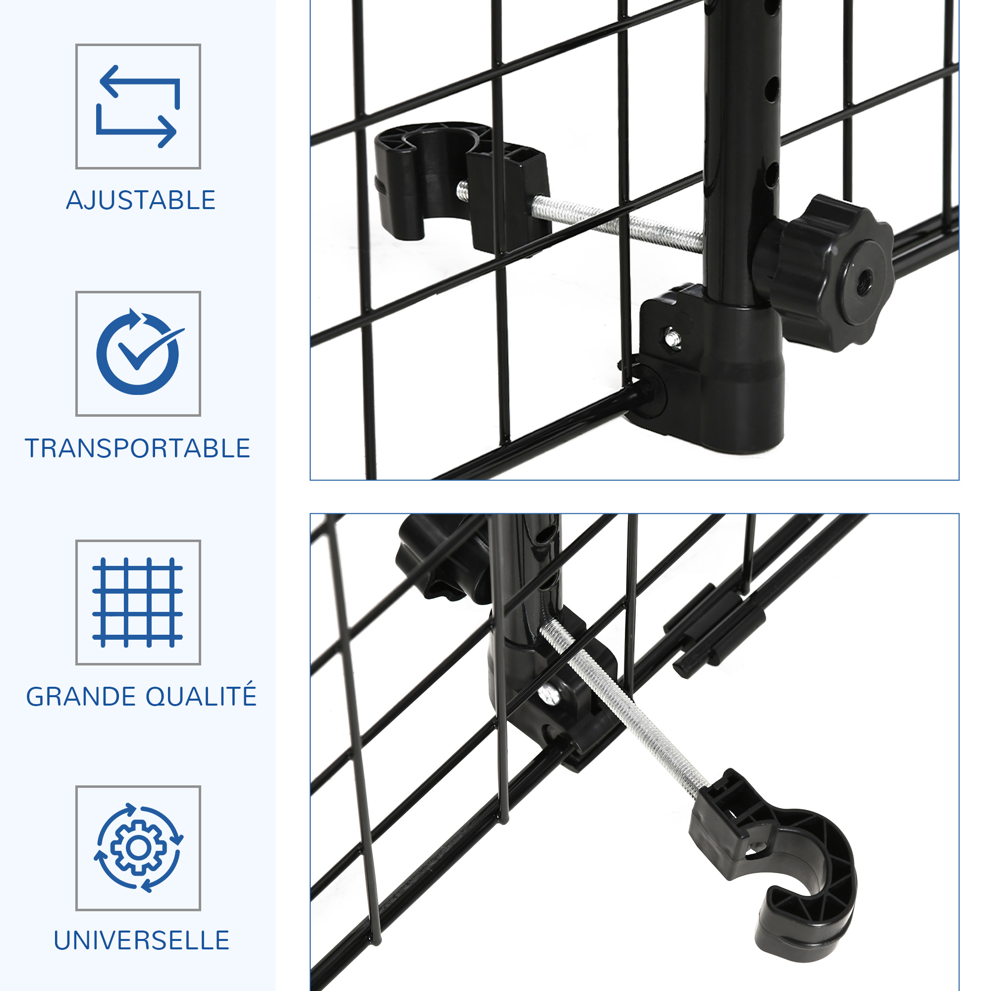 Grille De Séparation Voiture PawHut 91-152cm - Barrière Universelle Pour Chien, Noir