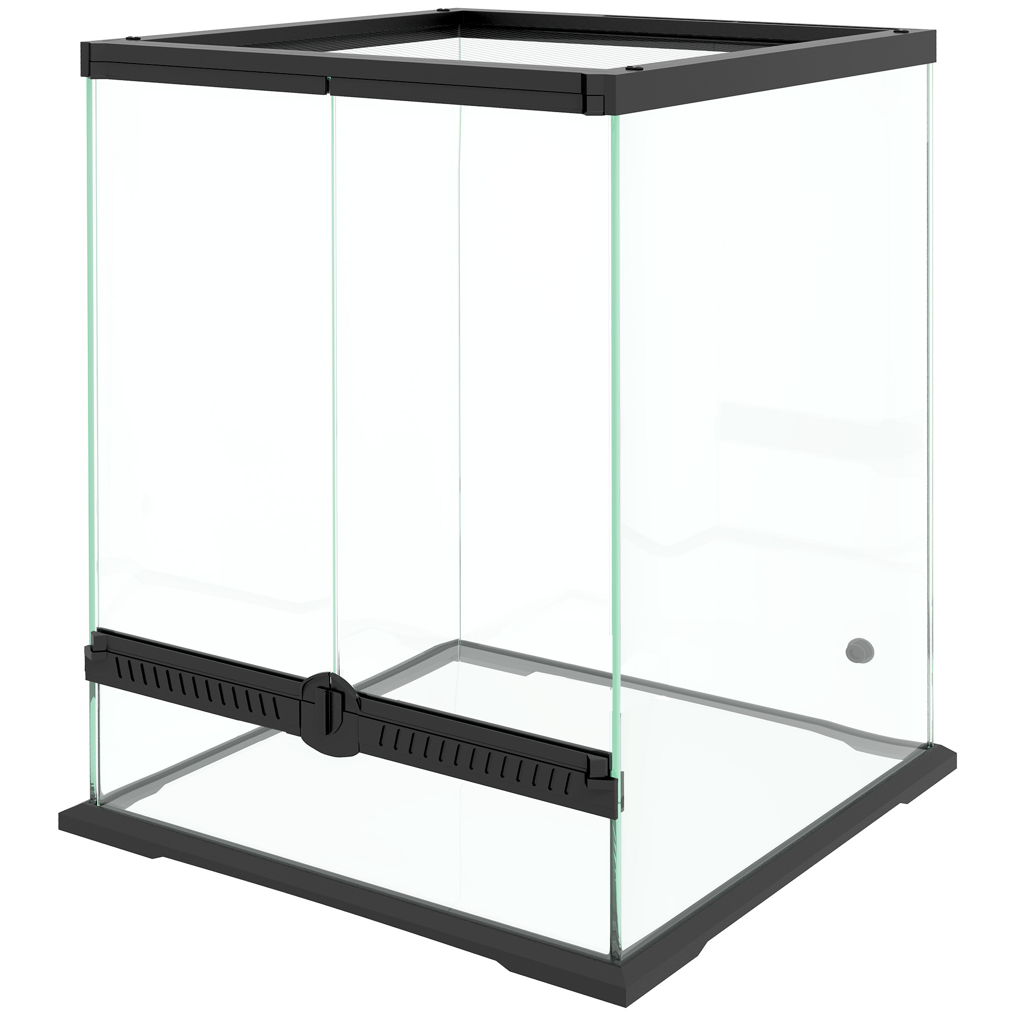 PawHut Terrarium Reptilien, 45 x 45 x 60 cm, 120L, mit Belüftungsöffnung, Entwässerungslöcher, Kabelmanagementlösung, Schloss, Metall, Schwarz Aosom