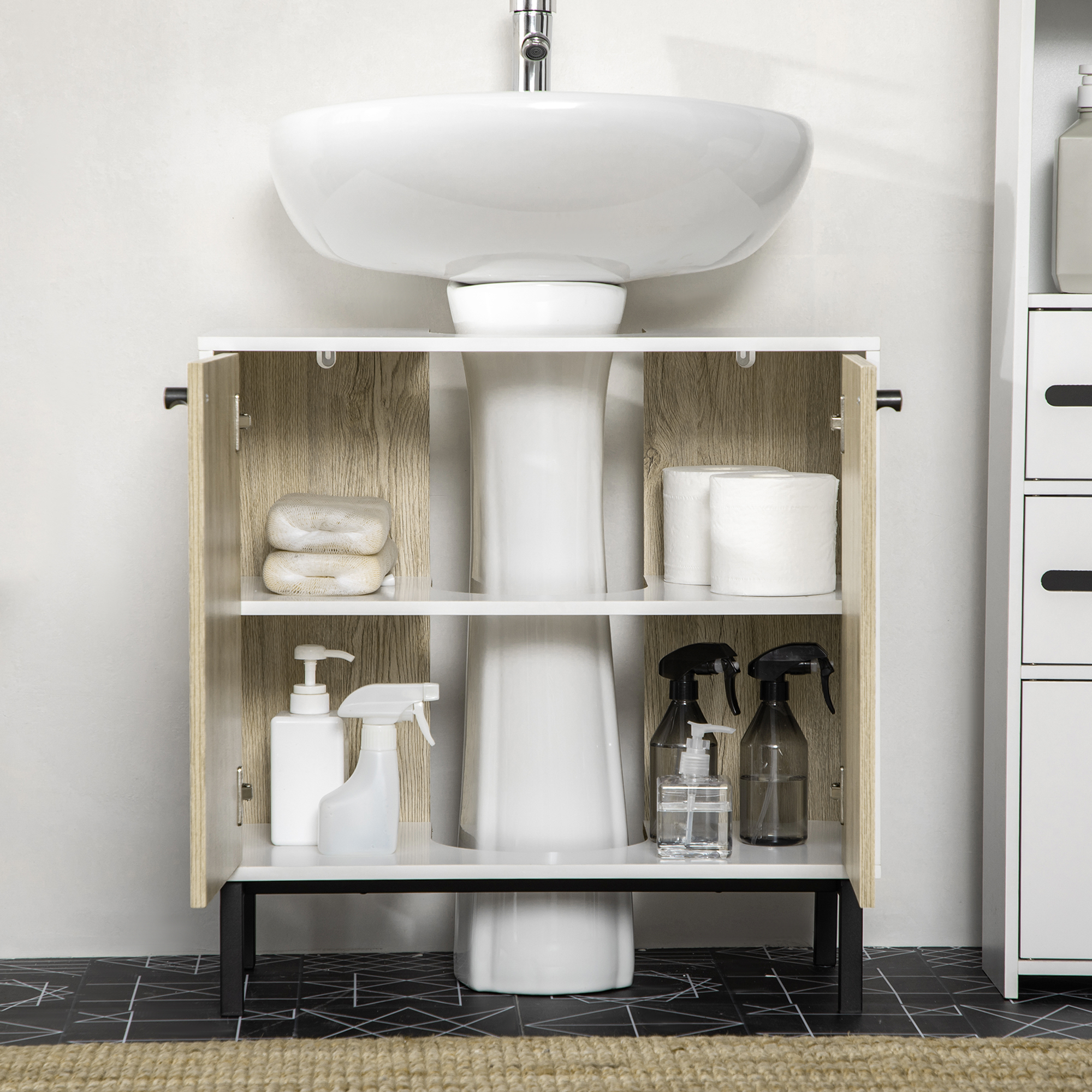 kleankin Meuble de salle de bain sur pied meuble bas de salle de bain