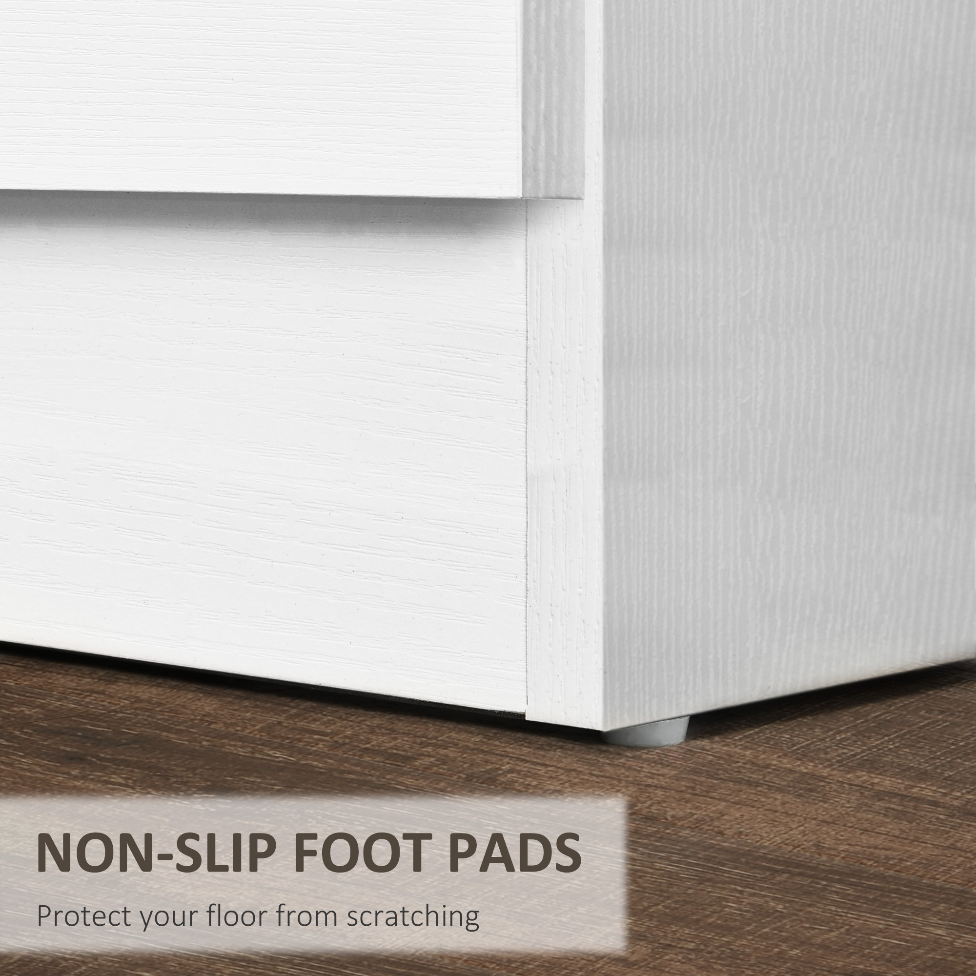 HOMCOM Three-Drawer Simple Bedside Table White 6