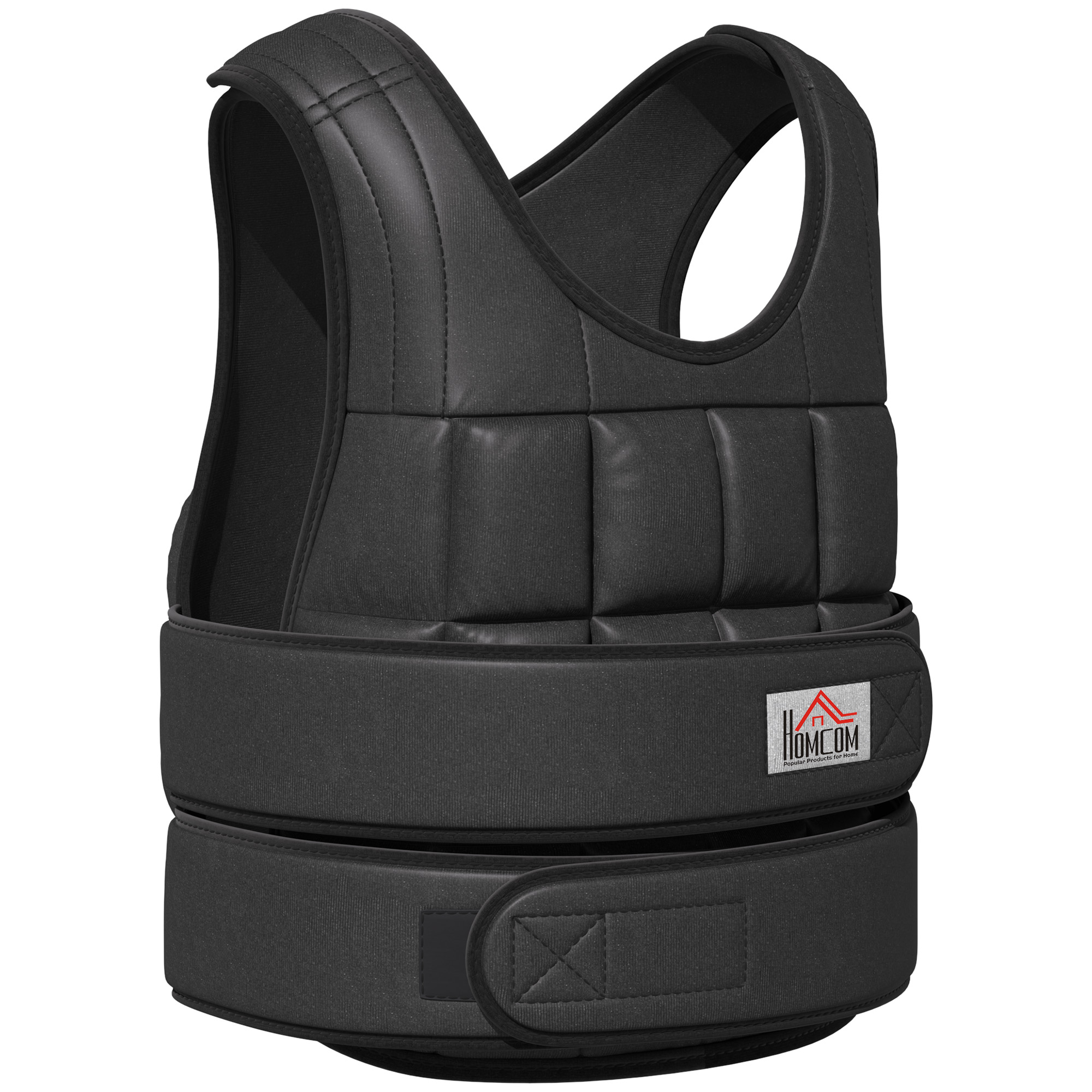 HOMCOM Gewichtsweste 30 kg verstellbar mit 35 Gewichtssäcken für Krafttraining aus Oxford Metall Schwarz 60x50cm   Aosom.de – HOMCOM