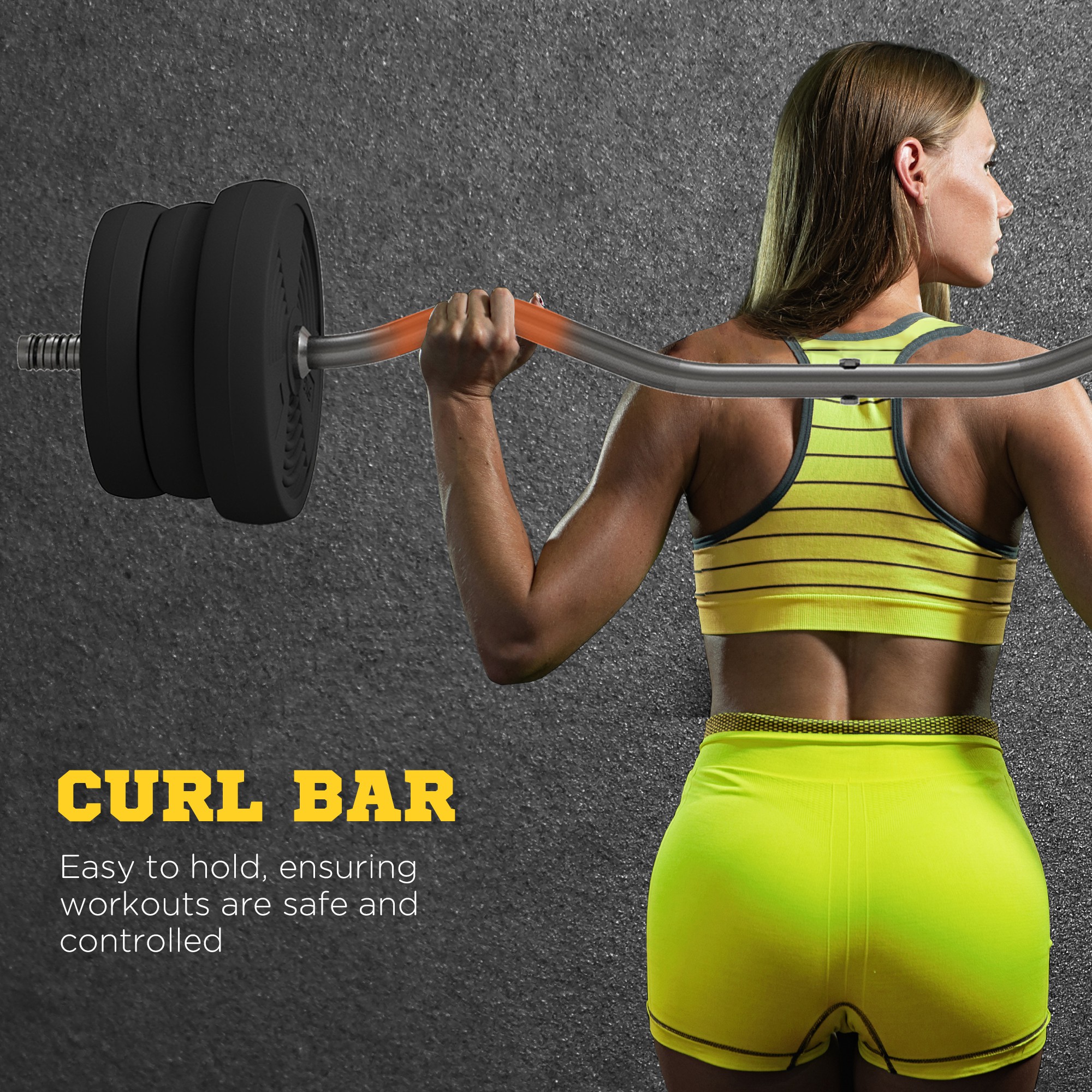 SPORTNOW 25kg Barbell Set, Adjustable Weights with Curl bar and Non-Slip Handle, for Women and Men Weight Lifting Training 4