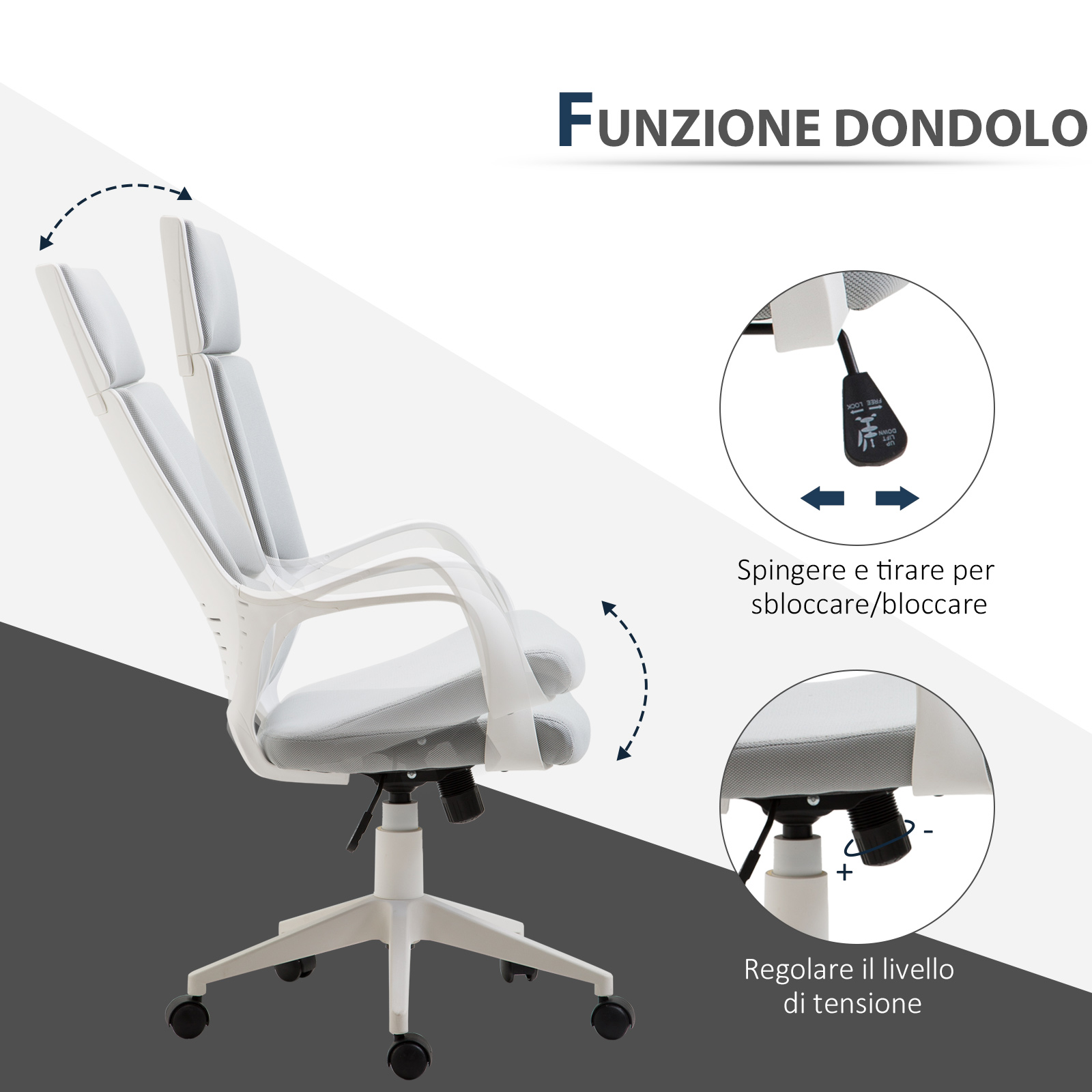 HOMCOM Sedia Ufficio Massaggiante Riscaldante Poggiapiedi Grigio | Italy