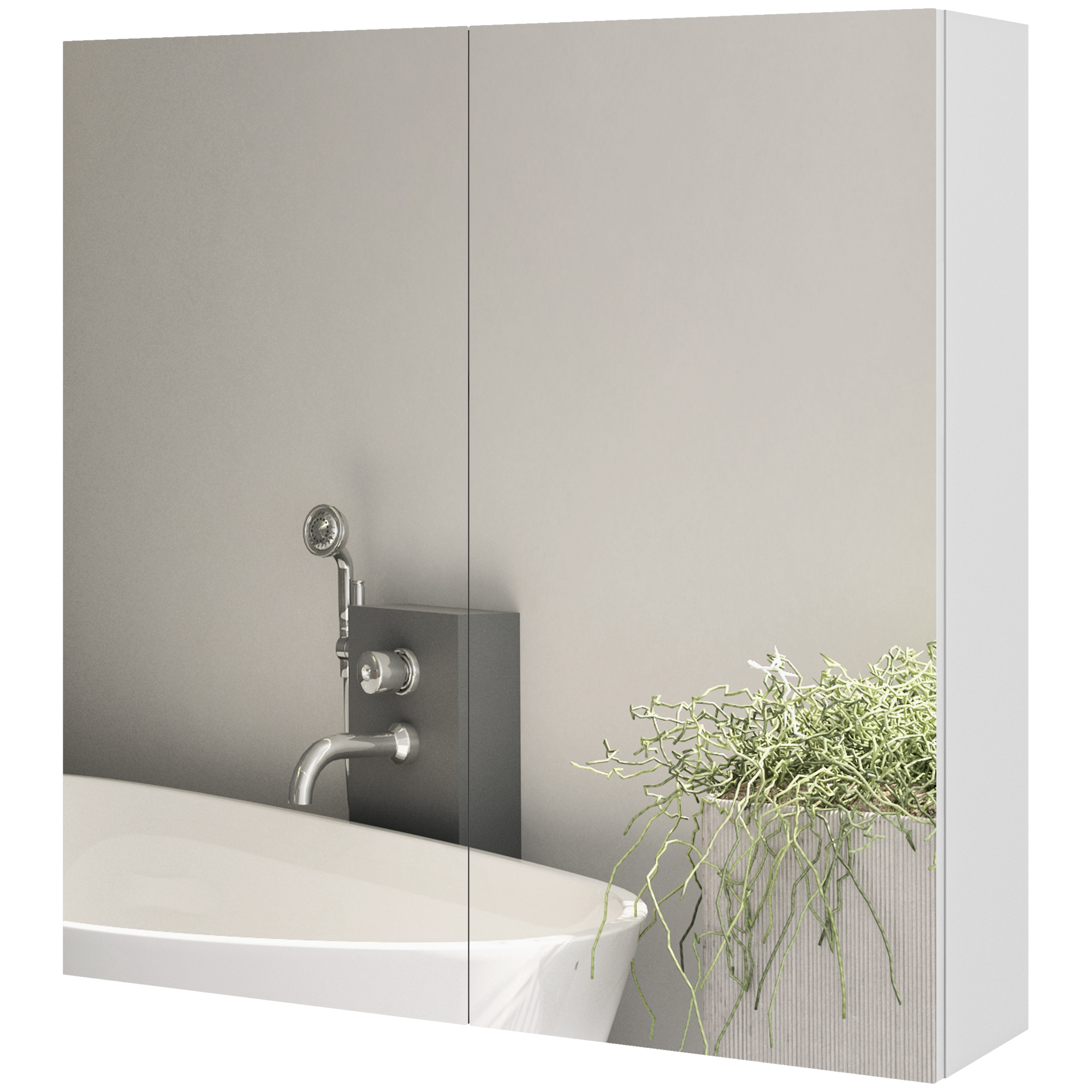 Armoire Murale Salle De Bain Kleankin Avec Miroir - Blanc, 1 Porte, 2 Étagères | Rangement Toilettes