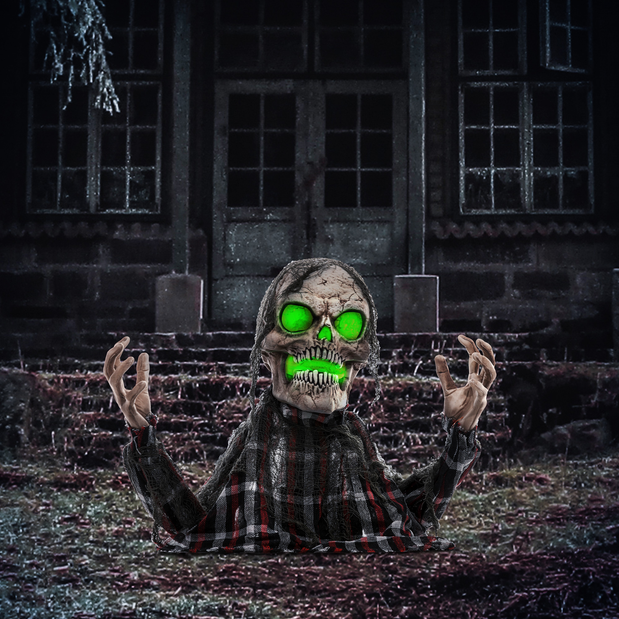 HOMCOM 70cm Halloween Dekoration Skelett Halbkörper Figur mit LED-Lichter, günstig online kaufen