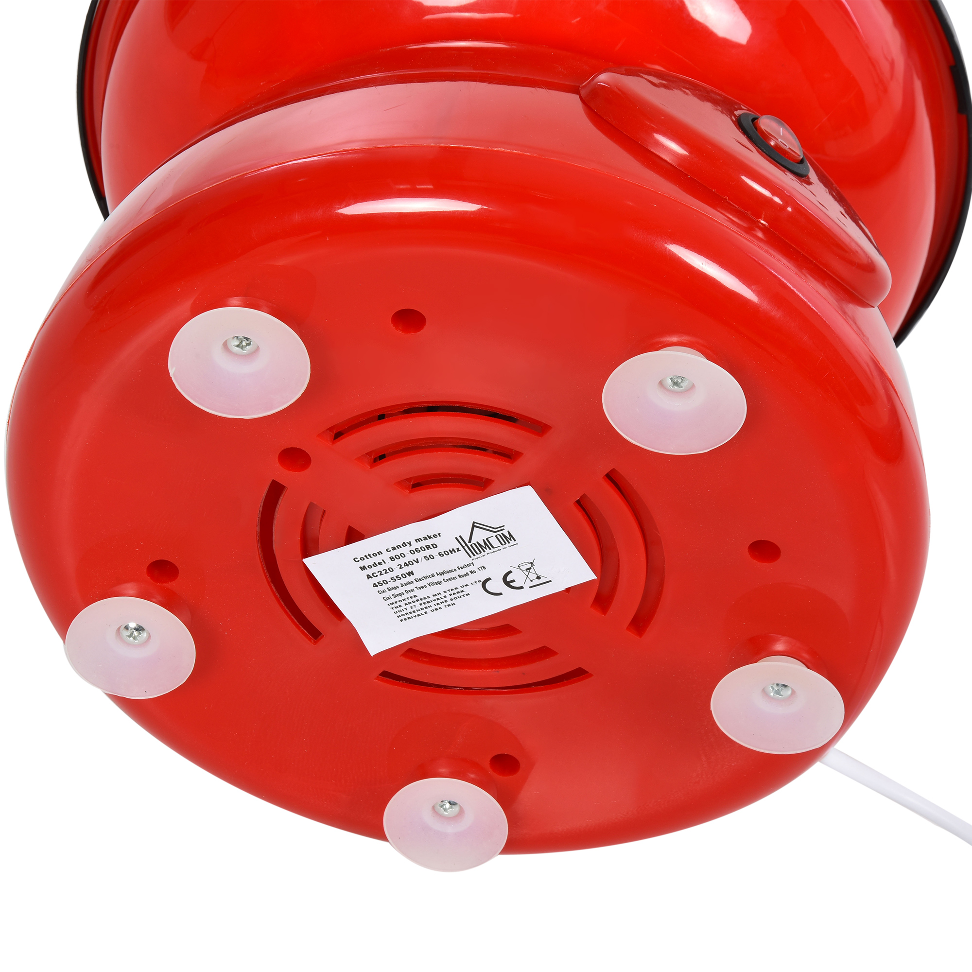 HOMCOM 450W Electric Candyfloss Machine Kit Non-Stick Plates Fairground Fun Children Adult Party Gift Home Sweet Metal Body w/ Accessories Red 7