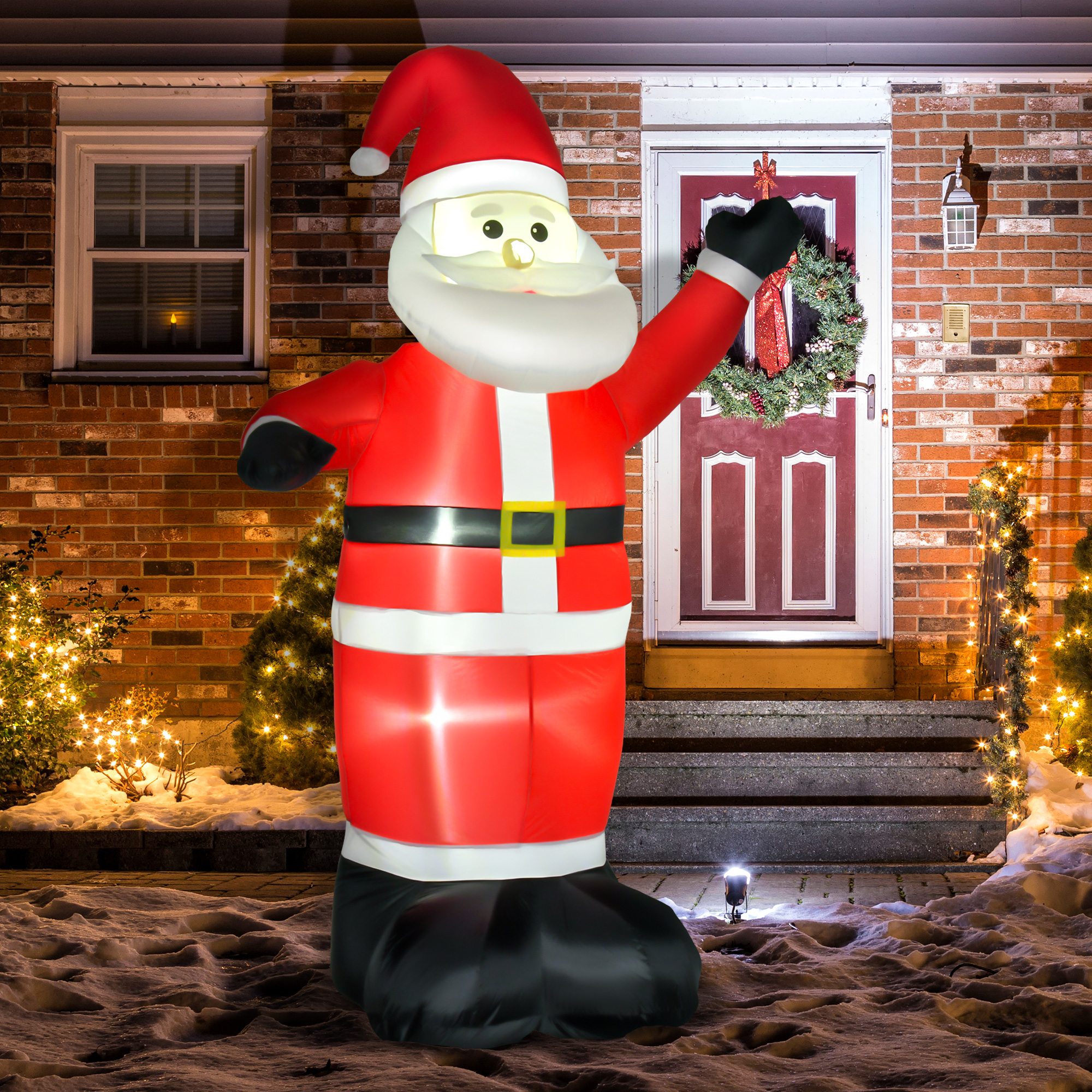 HOMCOM 8ft Inflatable Christmas Santa Claus Xmas Decoration with LED Holiday Air Blown Yard Outdoor Décor 2