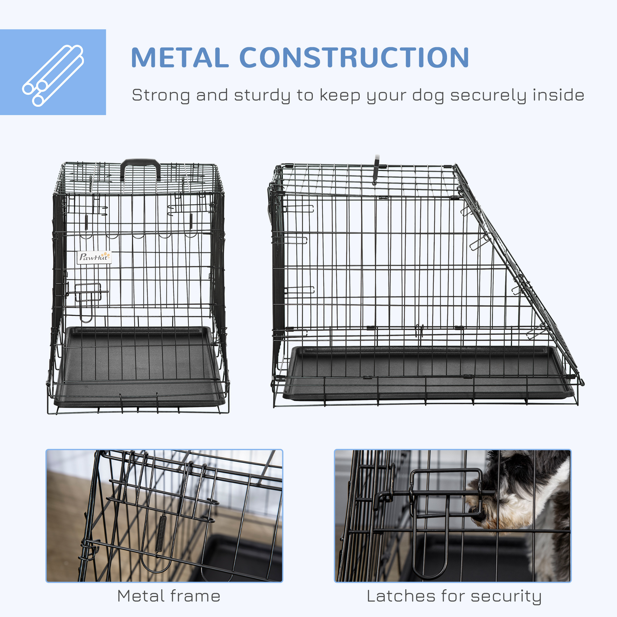 Pawhut Trapeze Collapsible Dog Pet Travel Box Cage Removable Tray 77 x 47 x 55cm 6