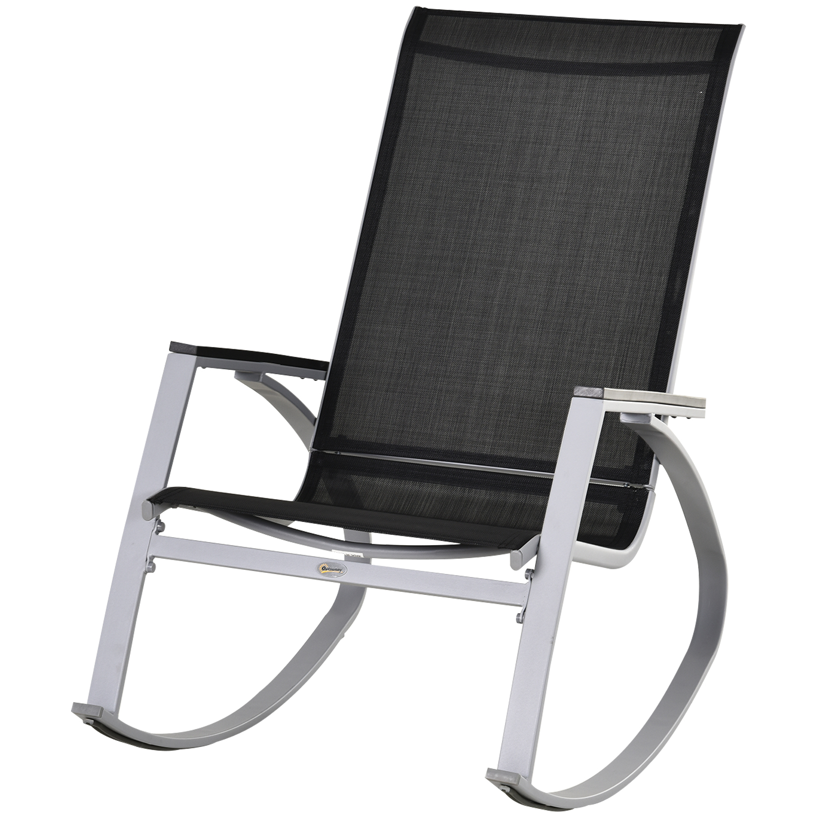 Product photograph of Outsunny Rocking Chair Sun Lounger Garden Seat Patio High Back Texteline Black from Aosom UK