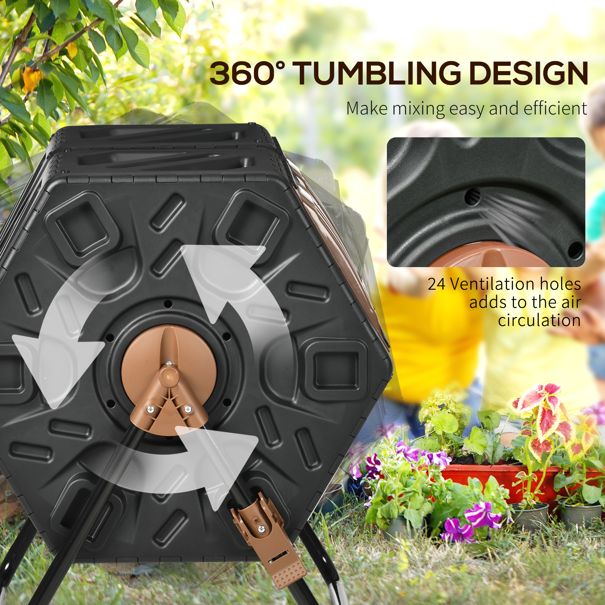 Outsunny 130L Double Chamber Composter Black 5