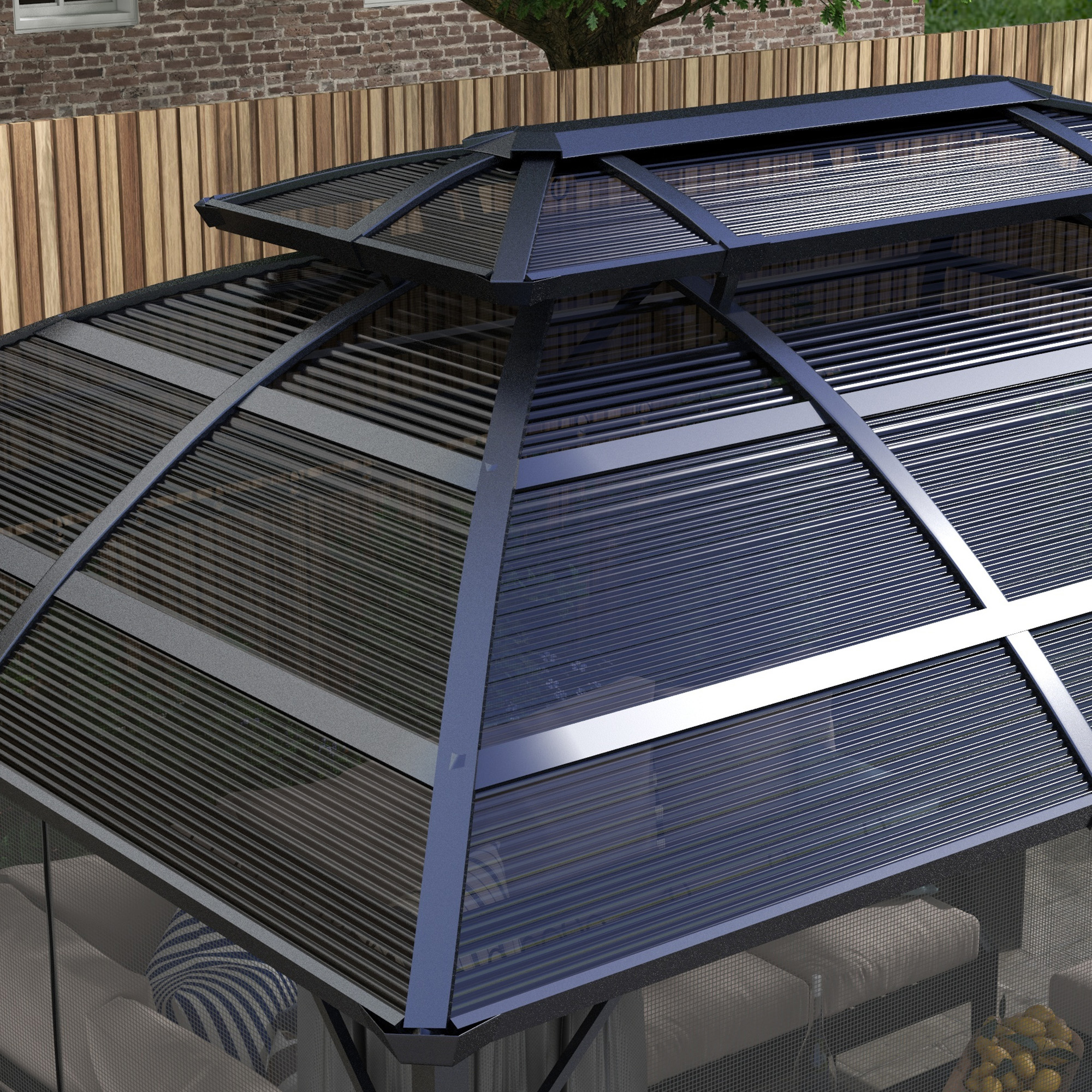 Outsunny 4 x 3m Aluminium Frame Hard Gazebo, with Accessories Black 8